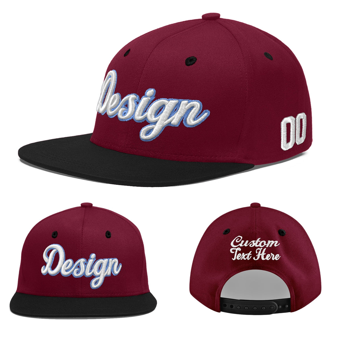 Custom Navy Orange 3D Puff Embroidery Flat Embroidery Casual Sport Baseball Cap