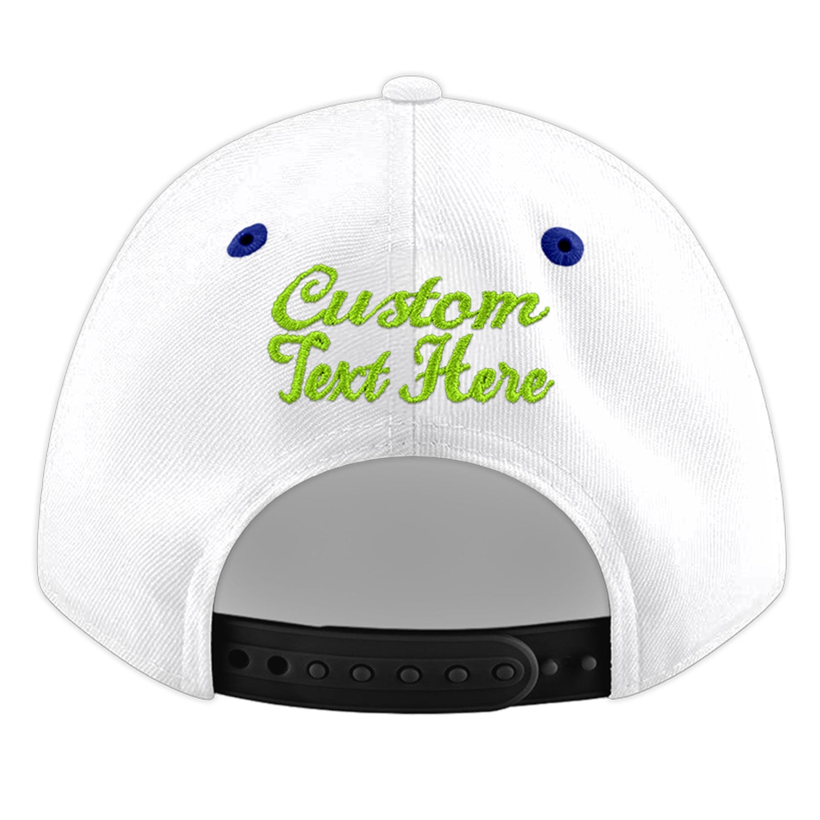 Custom White Royal Blue 167D Puff Embroidery Flat Embroidery Casual Sport Baseball Cap