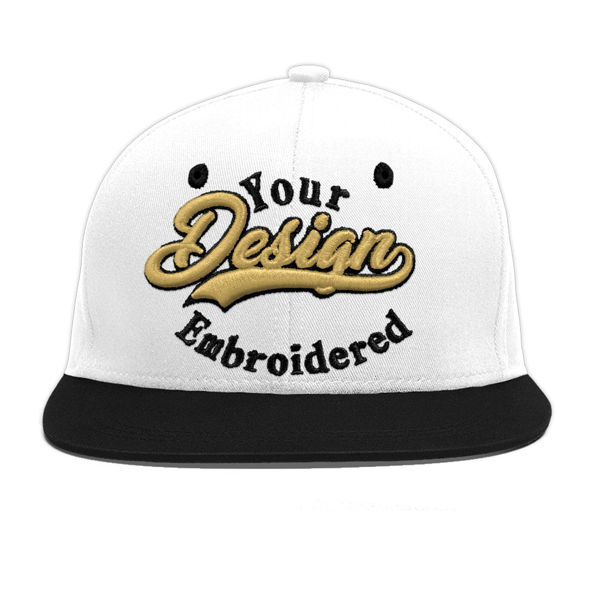 Custom White Black 3D Puff Embroidery Flat Embroidery Casual Sport Baseball Cap