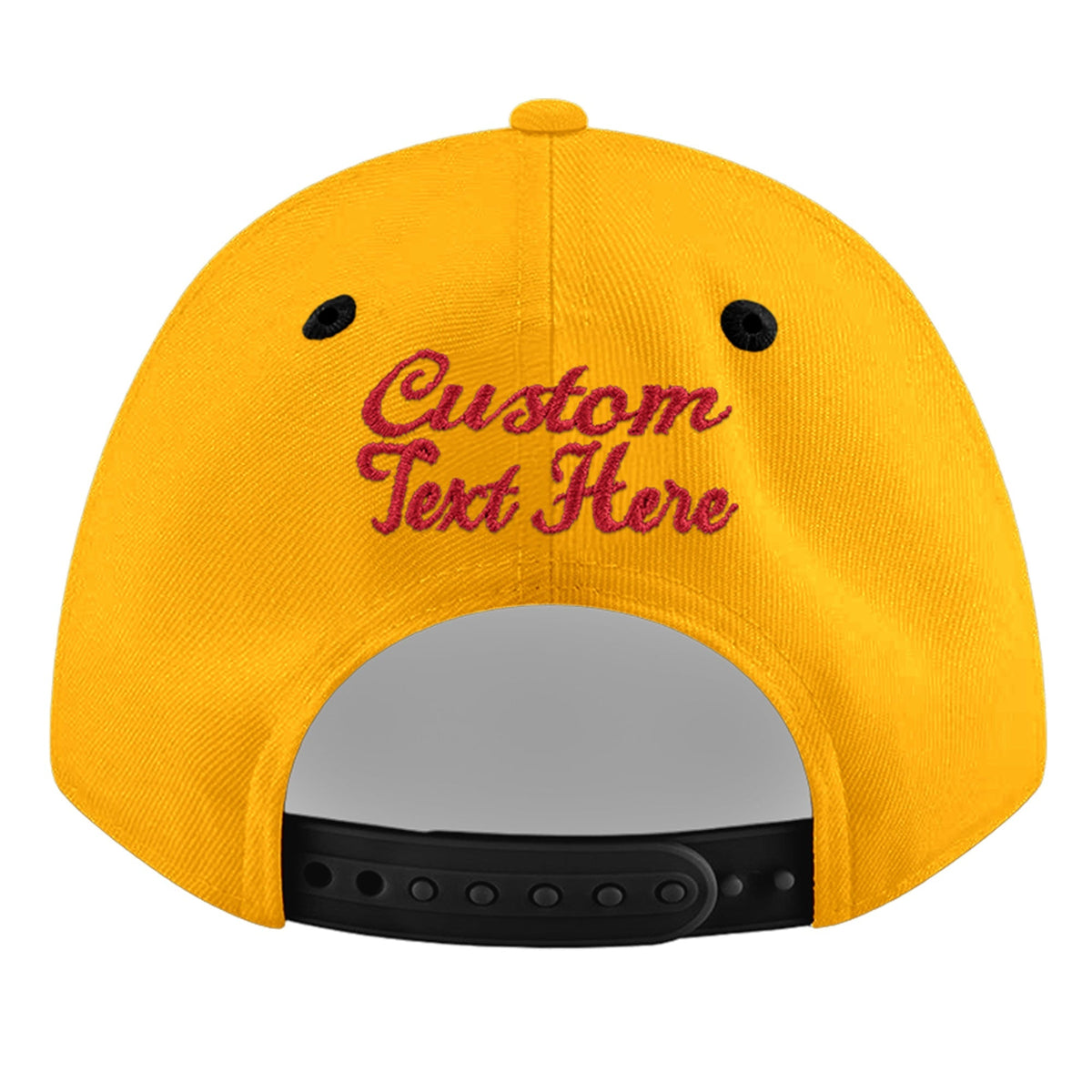 Custom Gold Black 135D Puff Embroidery Flat Embroidery Casual Sport Baseball Cap