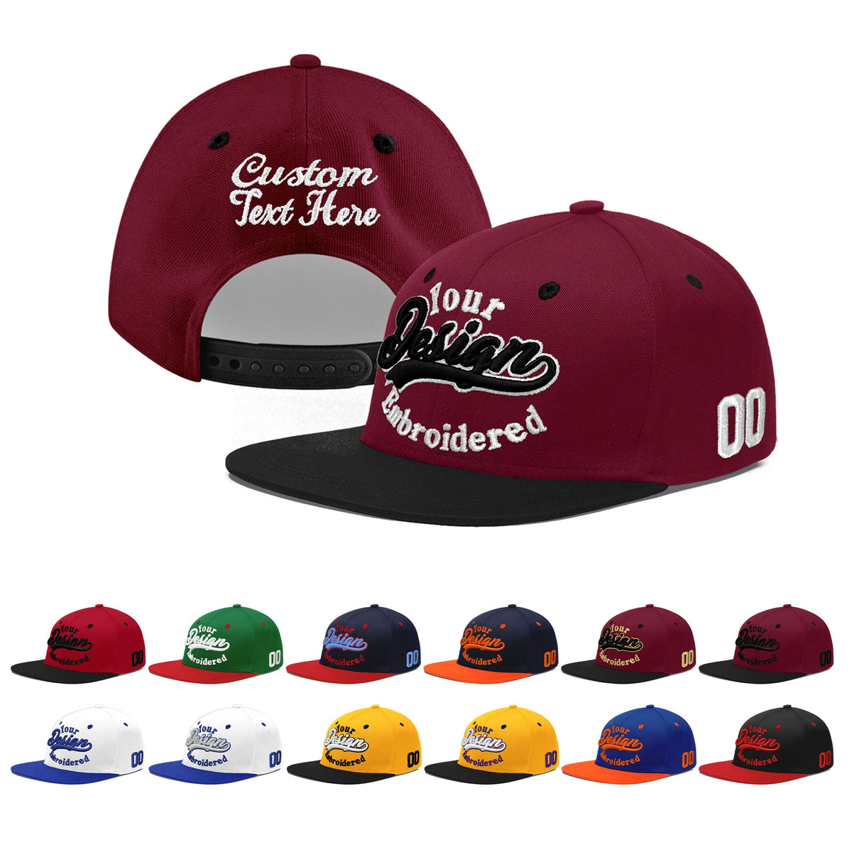 Custom Navy Orange 3D Puff Embroidery Flat Embroidery Casual Sport Baseball Cap