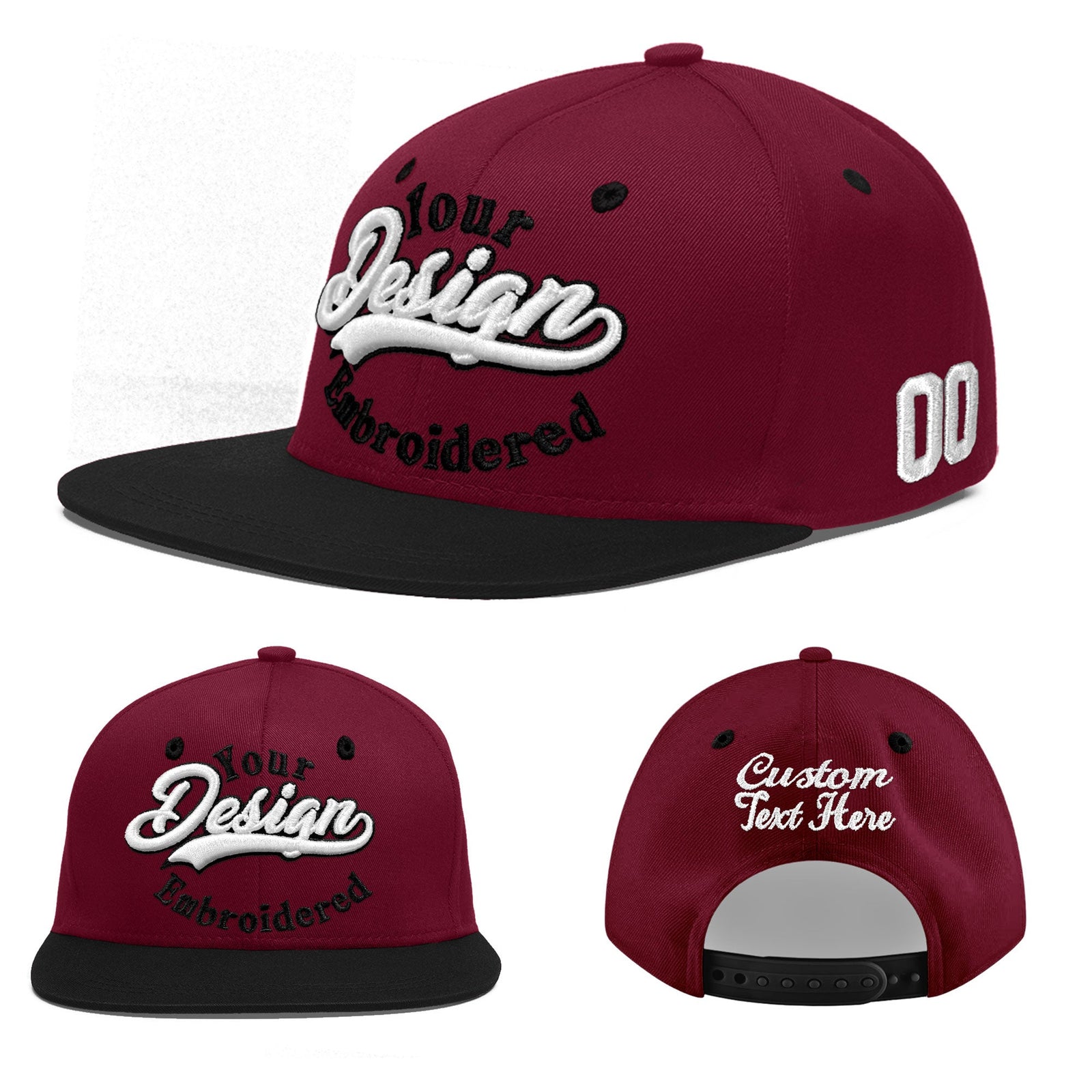 Custom Navy Orange 3D Puff Embroidery Flat Embroidery Casual Sport Baseball Cap