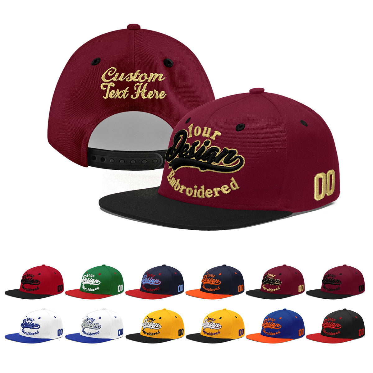Custom Navy Orange 3D Puff Embroidery Flat Embroidery Casual Sport Baseball Cap