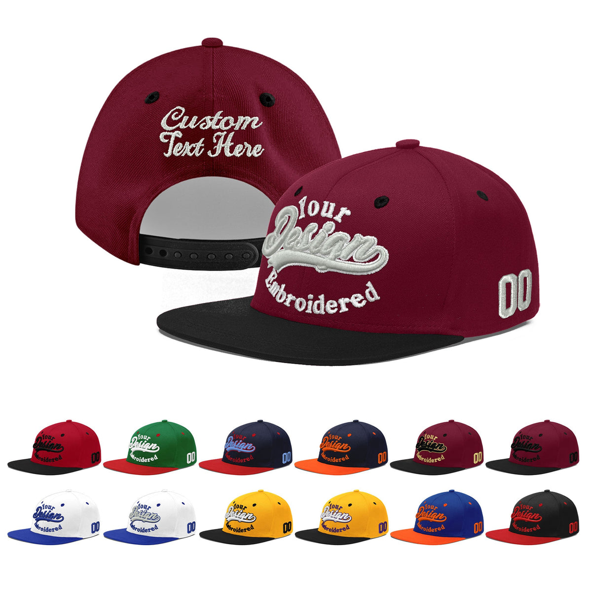 Custom Navy Orange 3D Puff Embroidery Flat Embroidery Casual Sport Baseball Cap