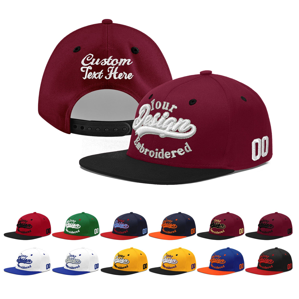 Custom Navy Orange 3D Puff Embroidery Flat Embroidery Casual Sport Baseball Cap