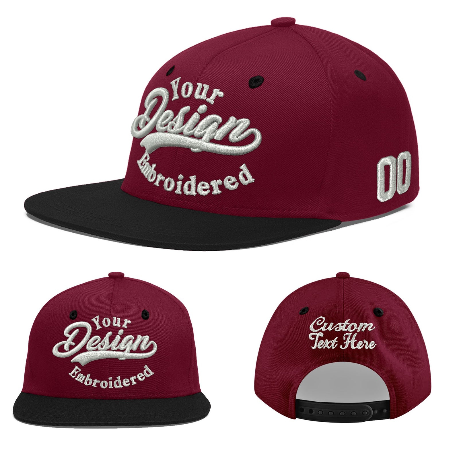 Custom Navy Orange 3D Puff Embroidery Flat Embroidery Casual Sport Baseball Cap