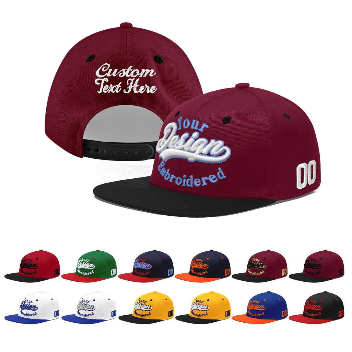 Custom Navy Orange 3D Puff Embroidery Flat Embroidery Casual Sport Baseball Cap
