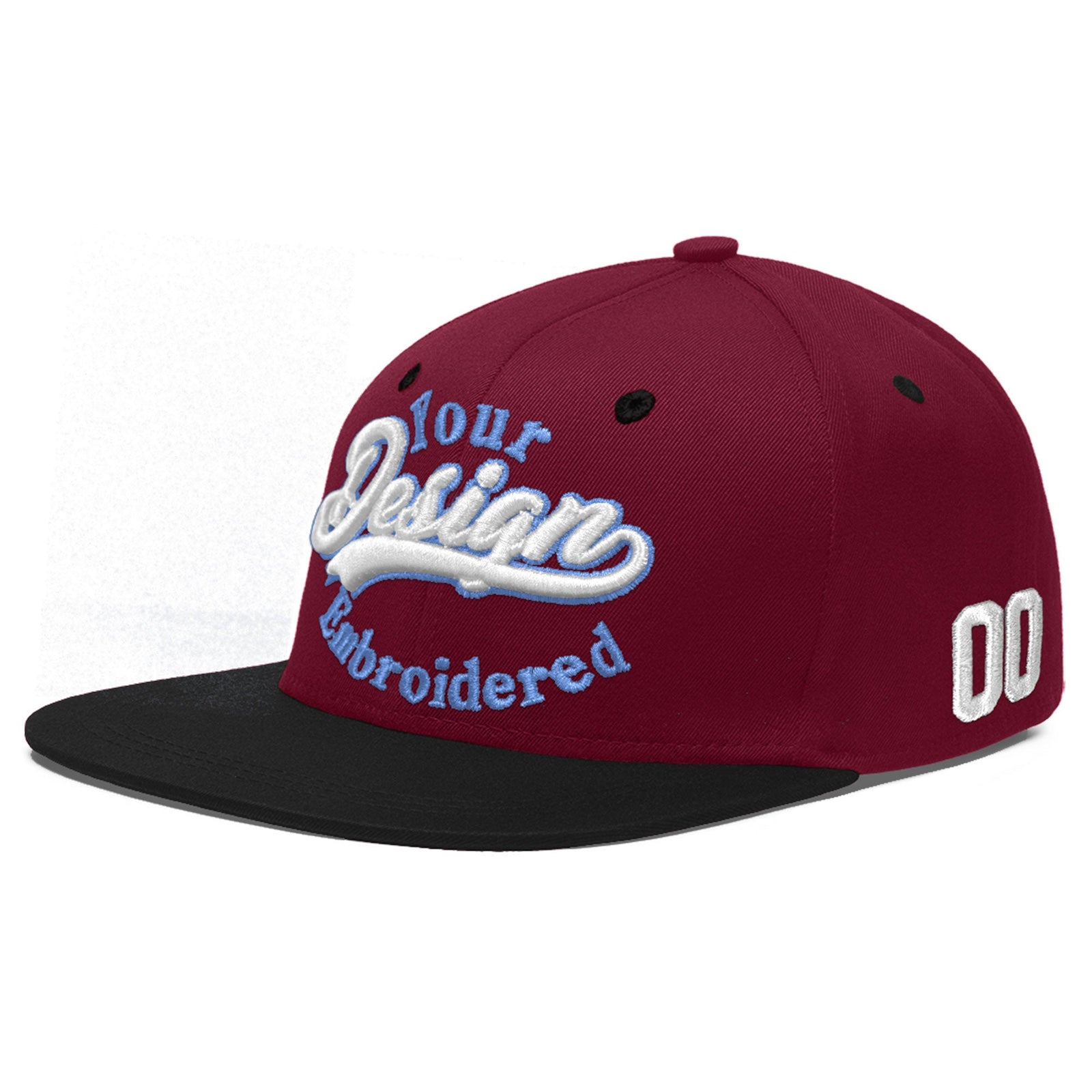 Custom Navy Orange 3D Puff Embroidery Flat Embroidery Casual Sport Baseball Cap