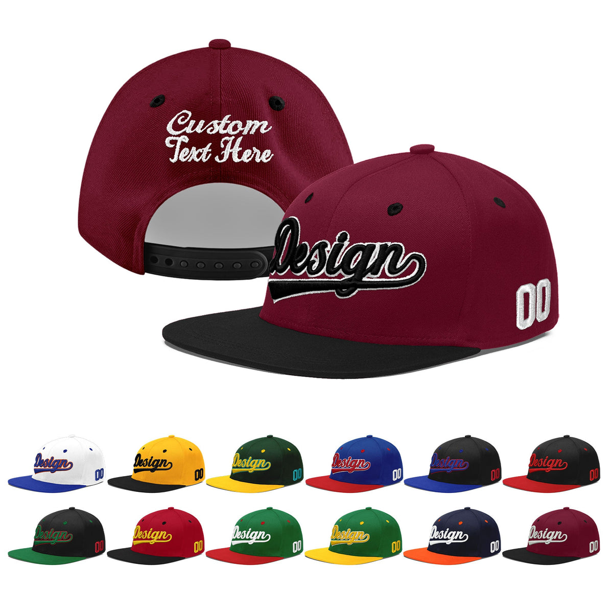 Custom Navy Orange 3D Puff Embroidery Flat Embroidery Casual Sport Baseball Cap