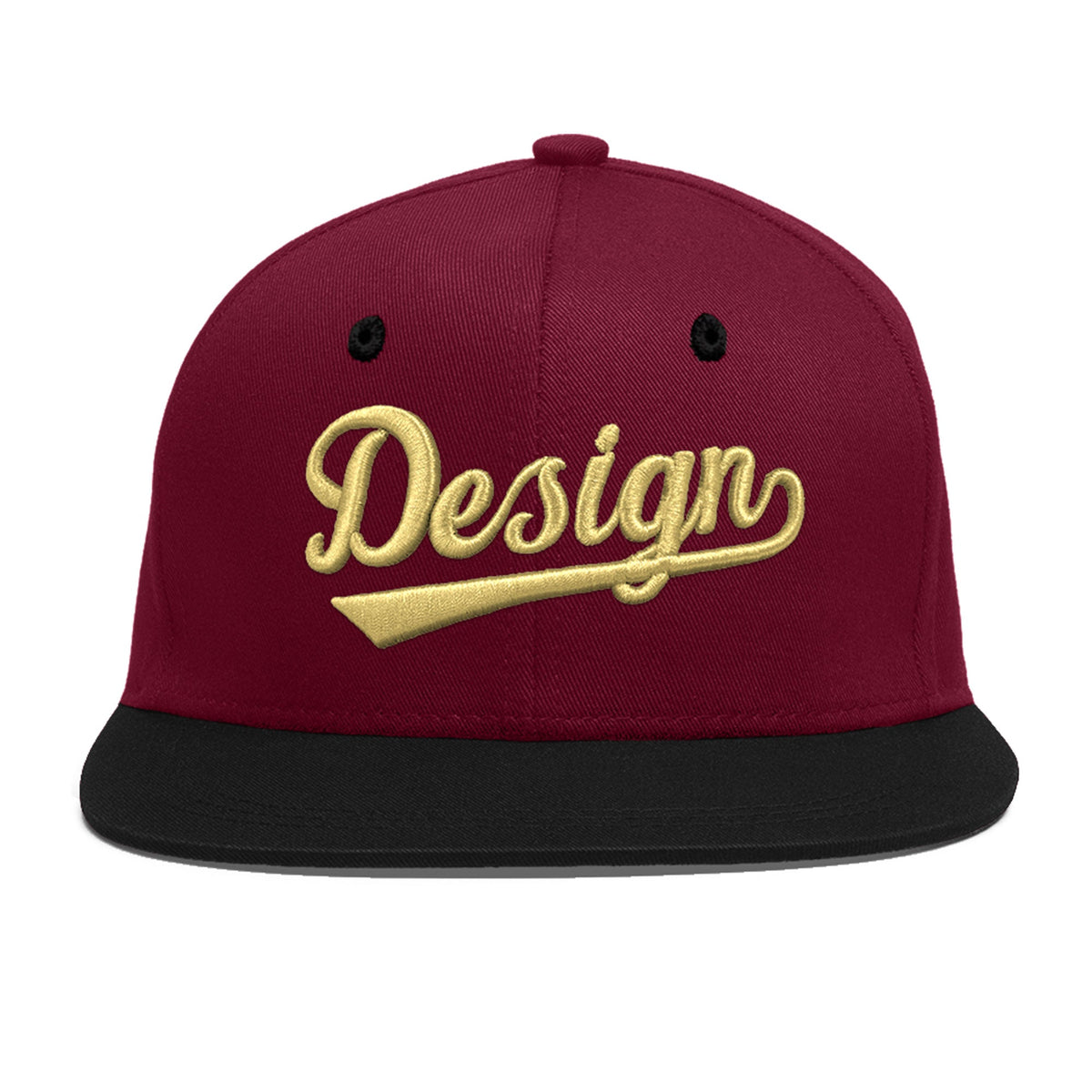Custom Navy Orange 3D Puff Embroidery Flat Embroidery Casual Sport Baseball Cap