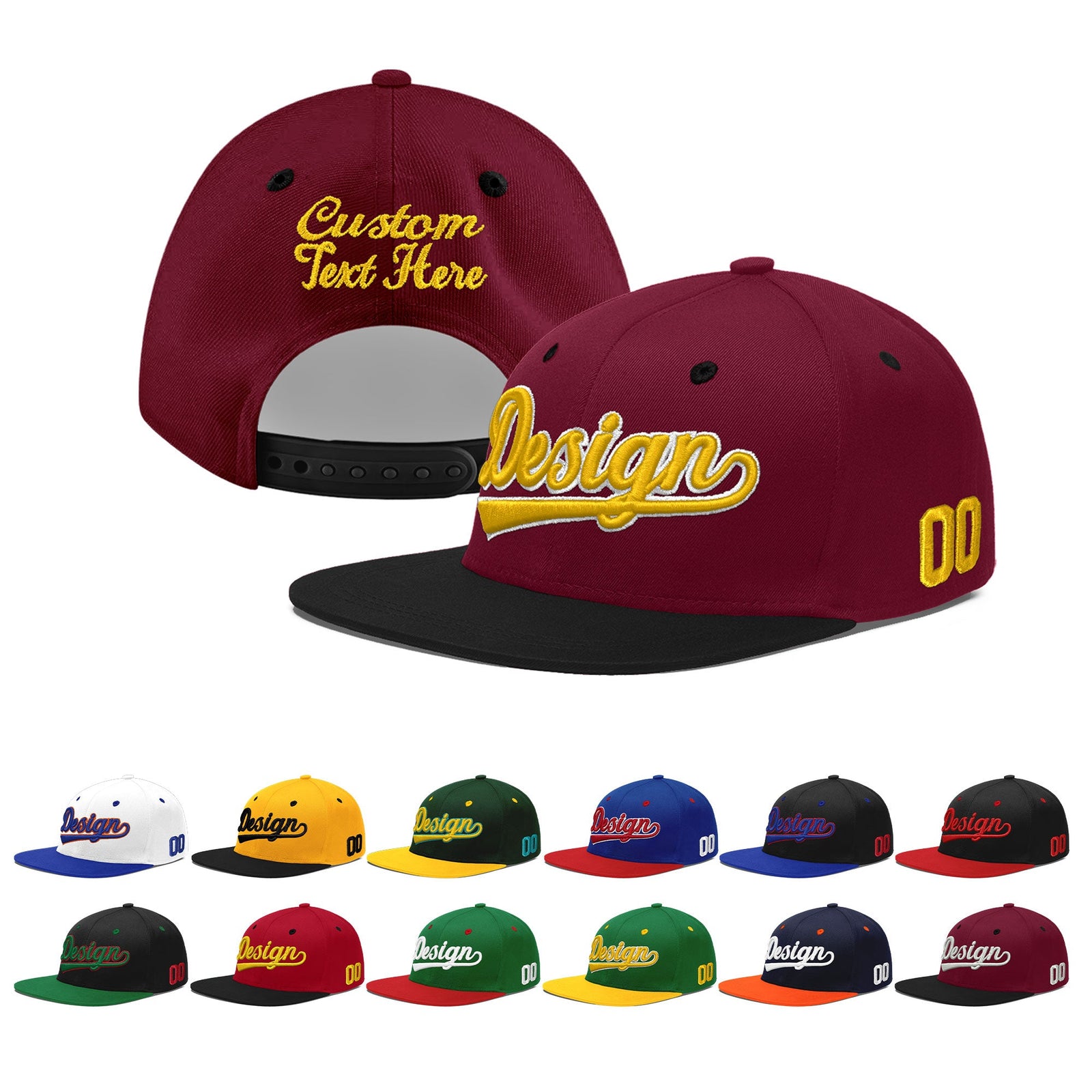 Custom Navy Orange 3D Puff Embroidery Flat Embroidery Casual Sport Baseball Cap