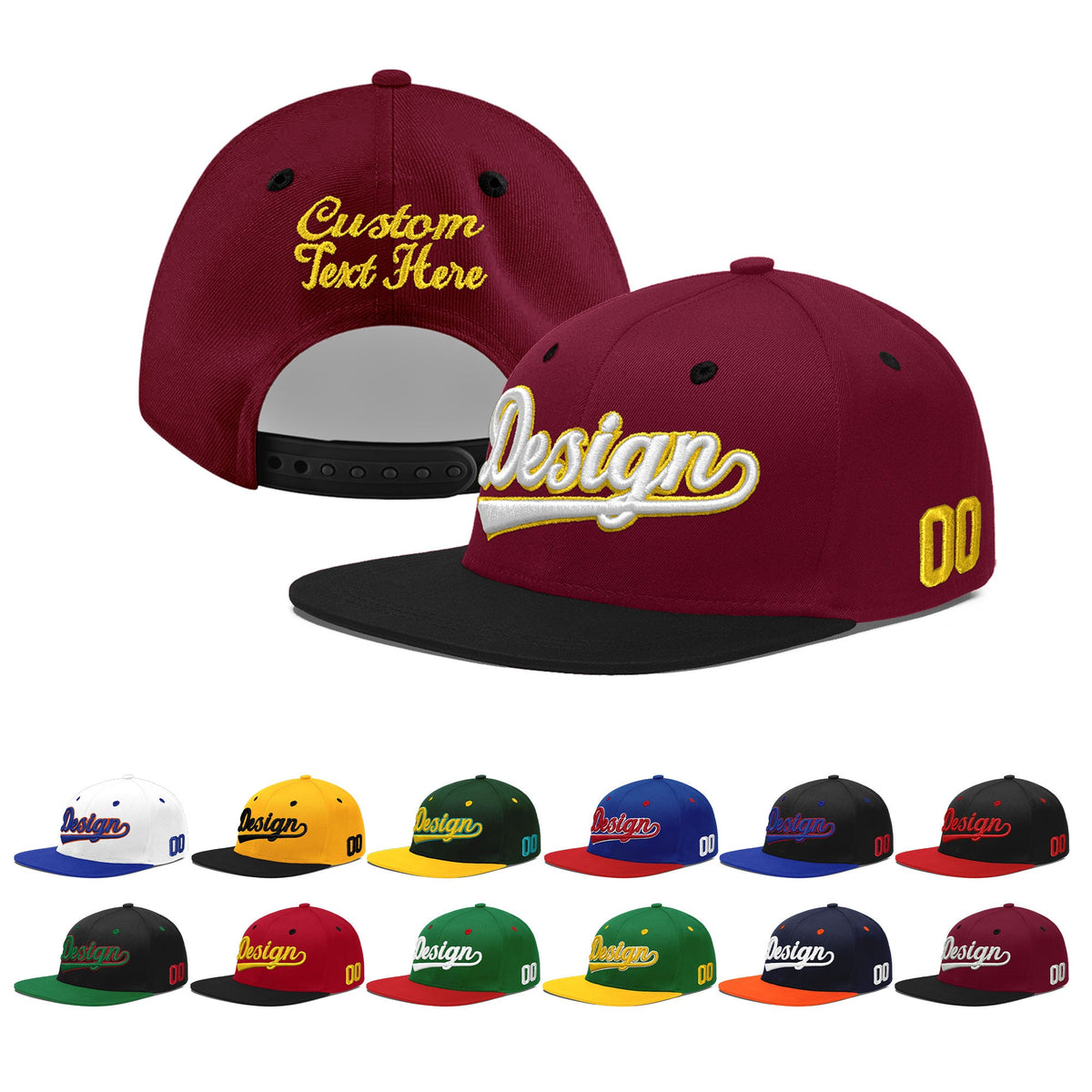 Custom Navy Orange 3D Puff Embroidery Flat Embroidery Casual Sport Baseball Cap