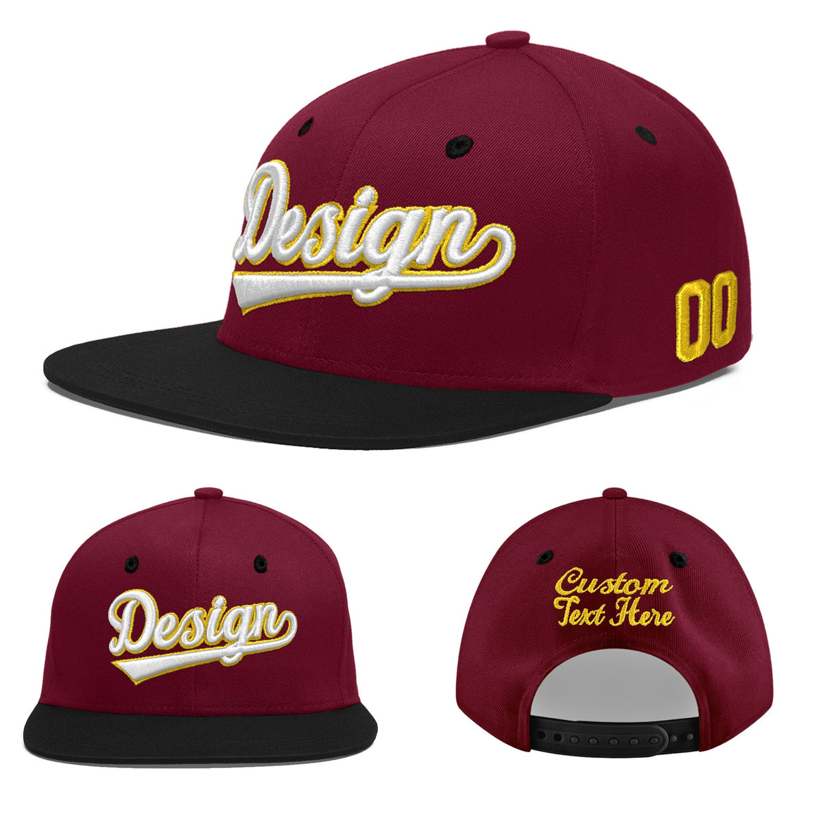 Custom Navy Orange 3D Puff Embroidery Flat Embroidery Casual Sport Baseball Cap