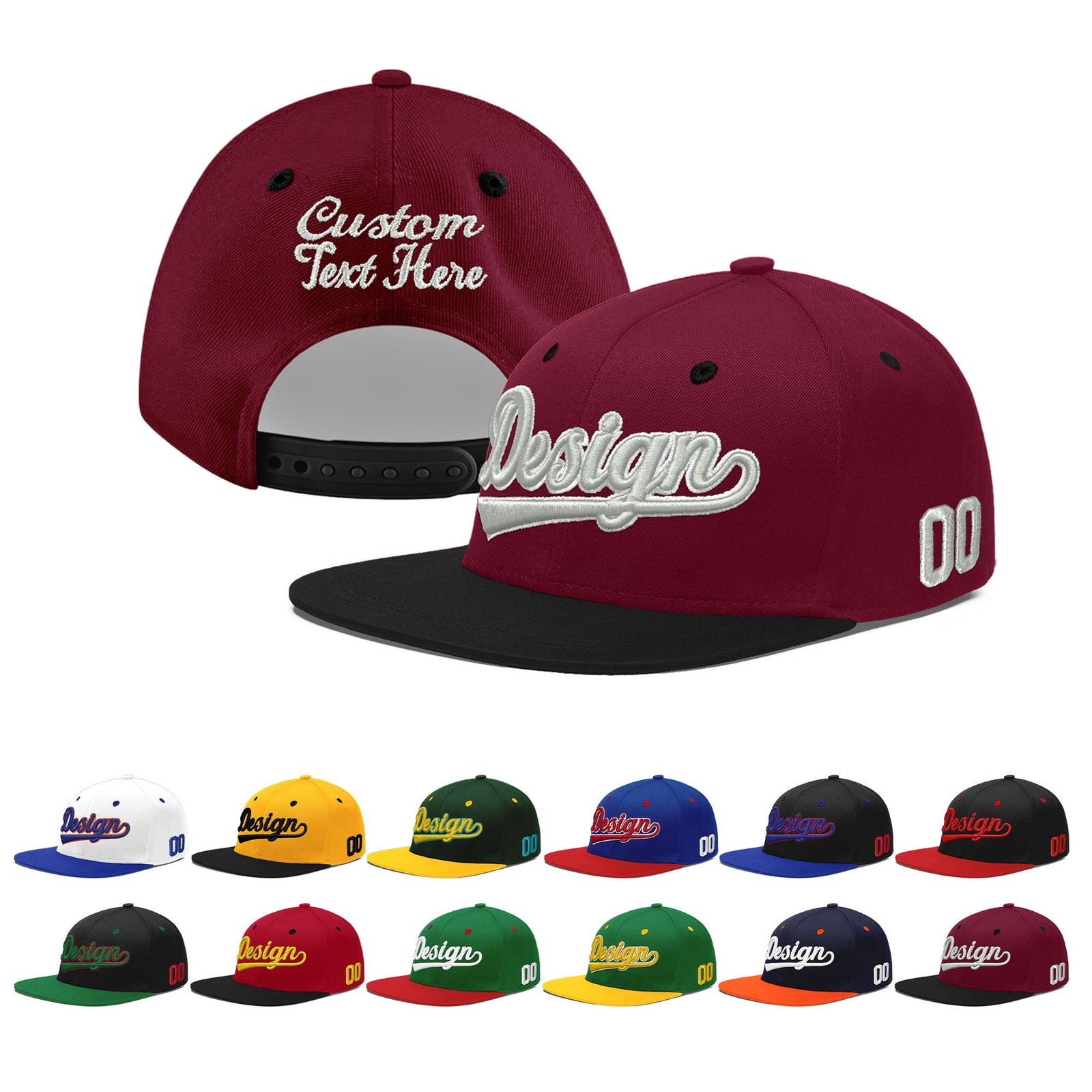 Custom Navy Orange 3D Puff Embroidery Flat Embroidery Casual Sport Baseball Cap