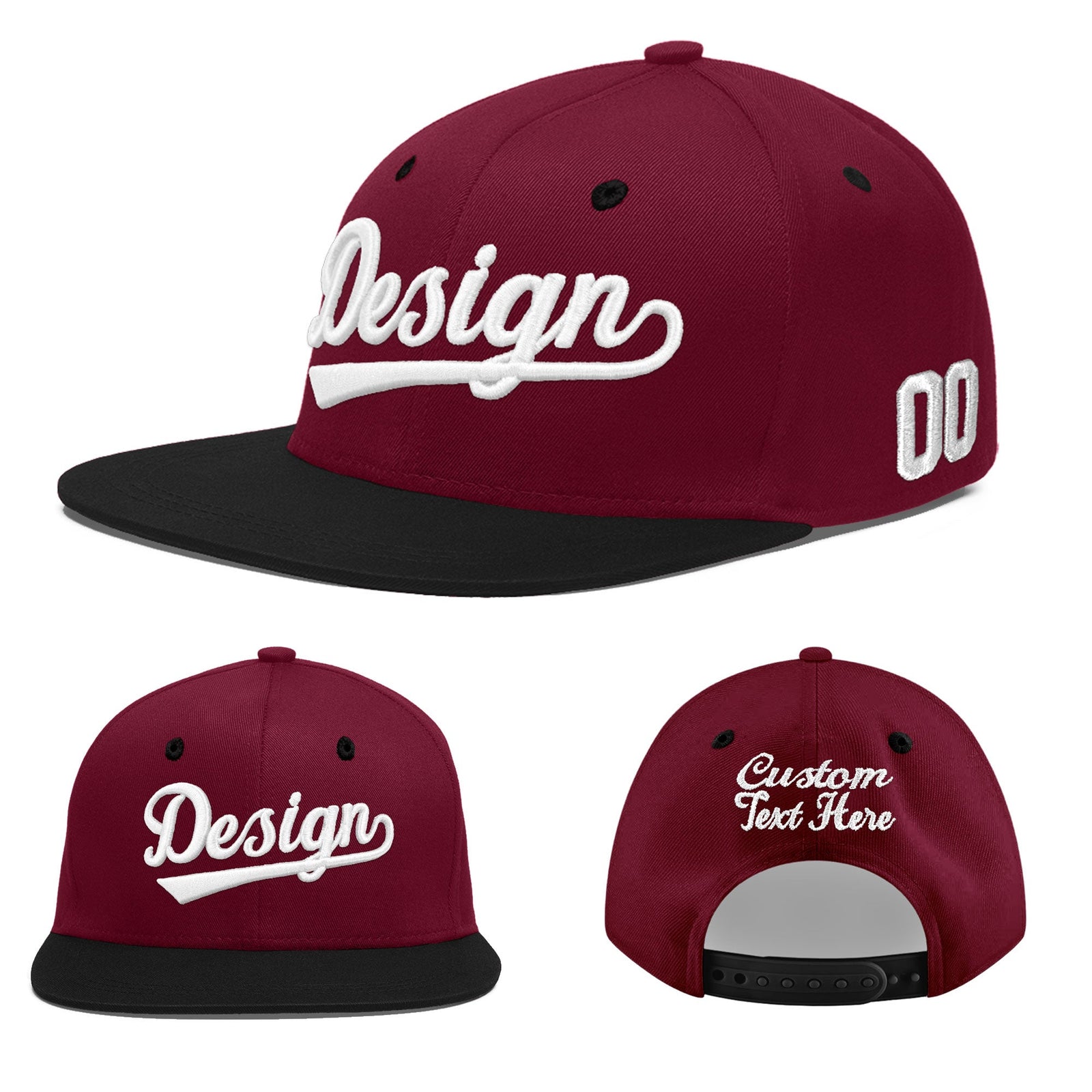 Custom Navy Orange 3D Puff Embroidery Flat Embroidery Casual Sport Baseball Cap