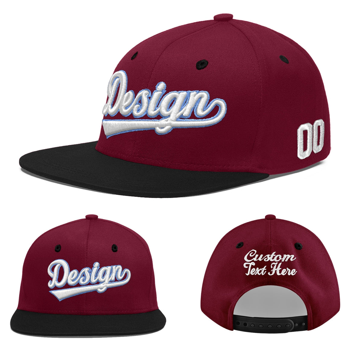 Custom Navy Orange 3D Puff Embroidery Flat Embroidery Casual Sport Baseball Cap