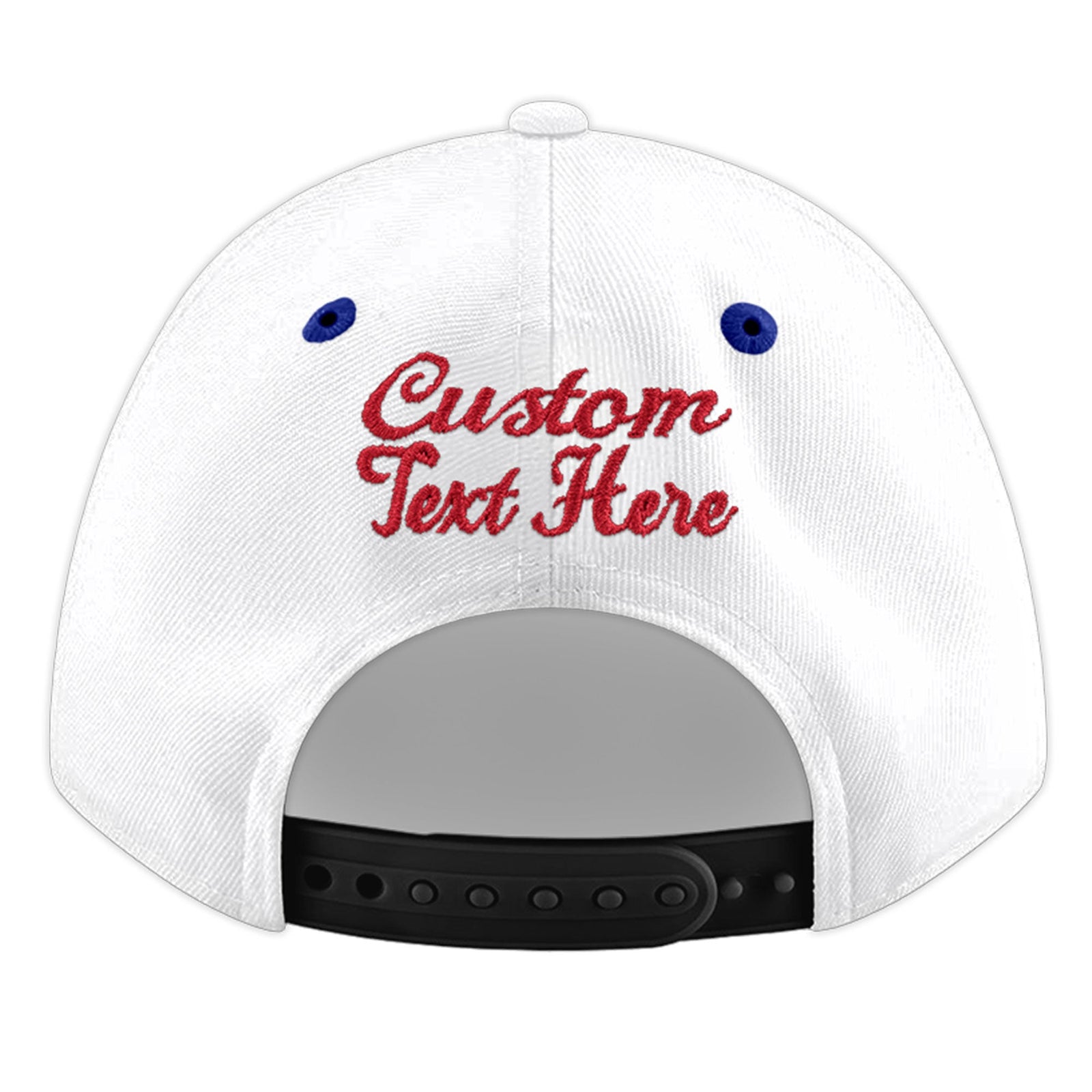 Custom White Royal Blue 95D Puff Embroidery Flat Embroidery Casual Sport Baseball Cap