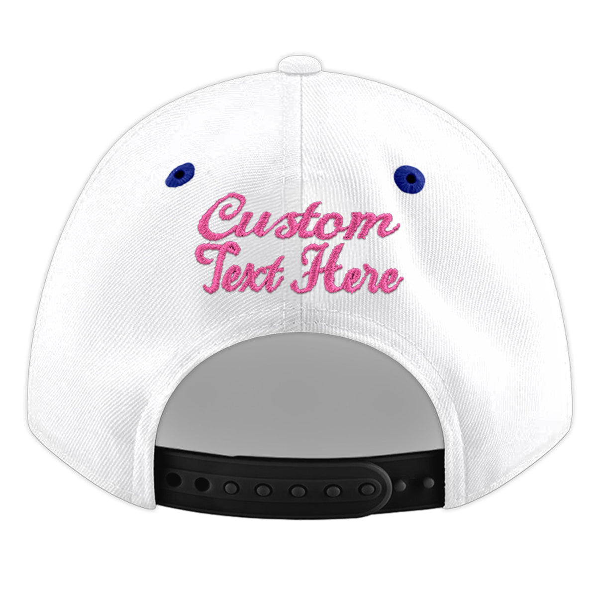 Custom White Royal Blue 111D Puff Embroidery Flat Embroidery Casual Sport Baseball Cap