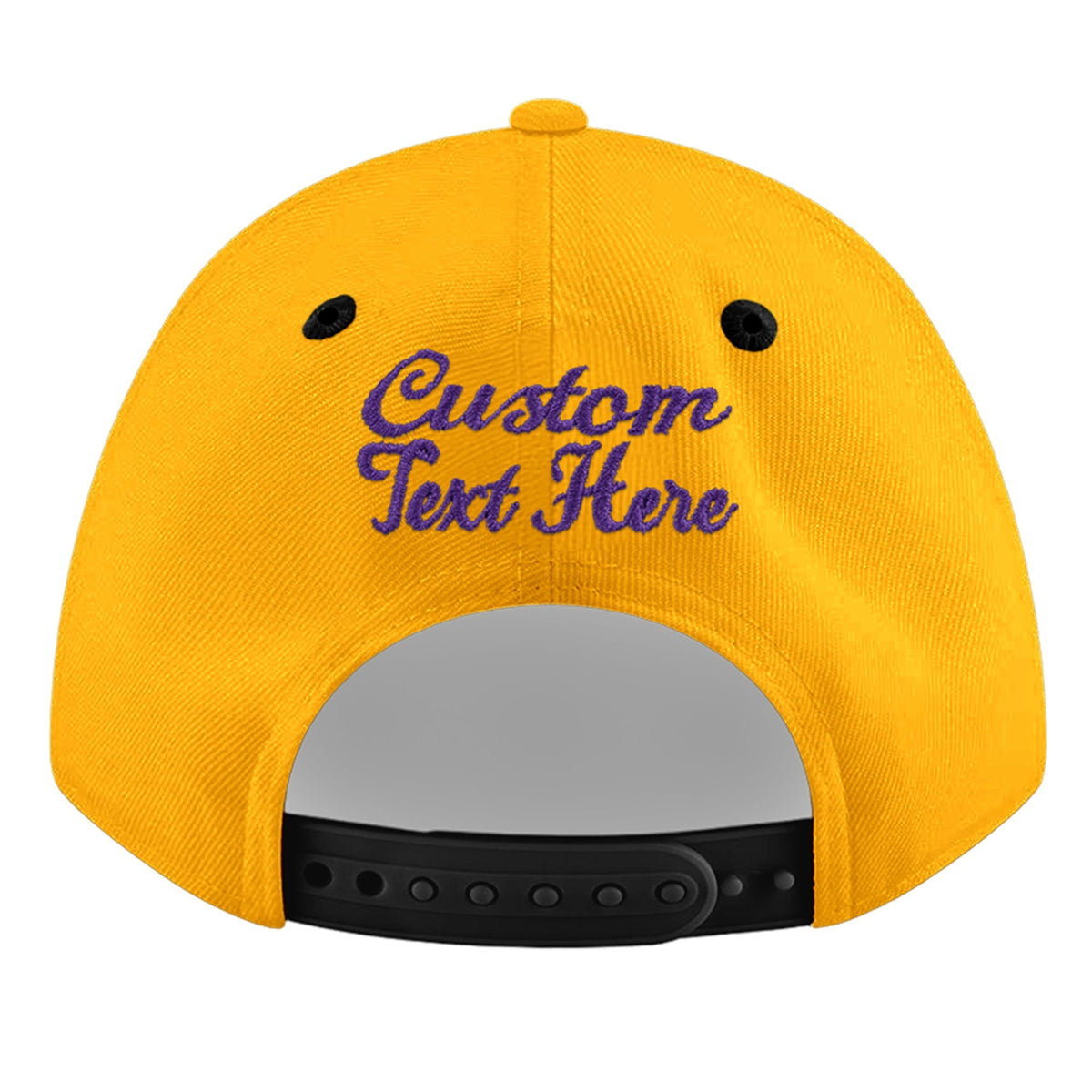 Custom Gold Black 95D Puff Embroidery Flat Embroidery Casual Sport Baseball Cap