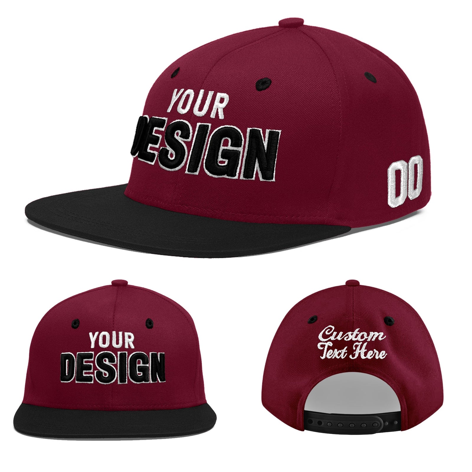 Custom Navy Orange 3D Puff Embroidery Flat Embroidery Casual Sport Baseball Cap