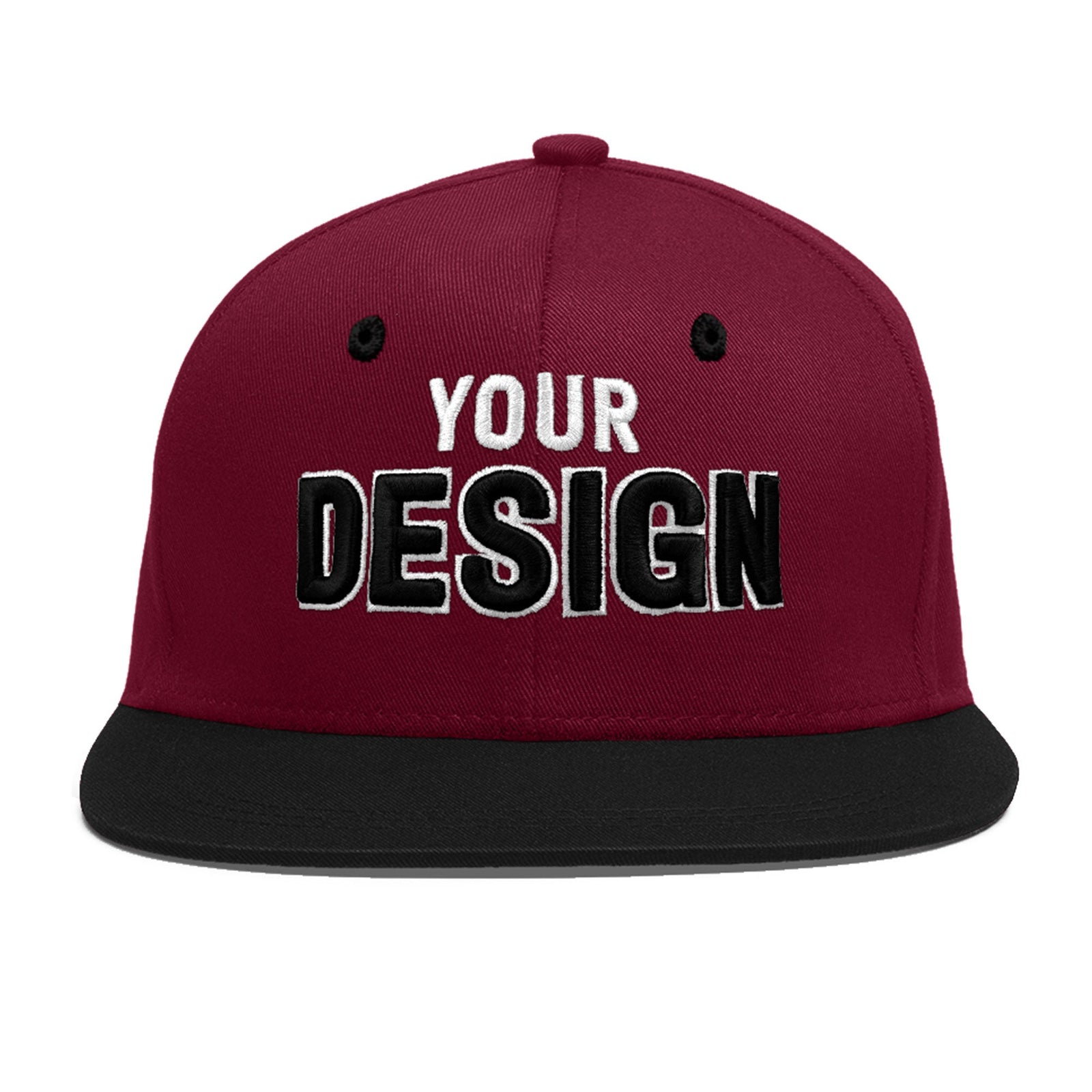 Custom Navy Orange 3D Puff Embroidery Flat Embroidery Casual Sport Baseball Cap