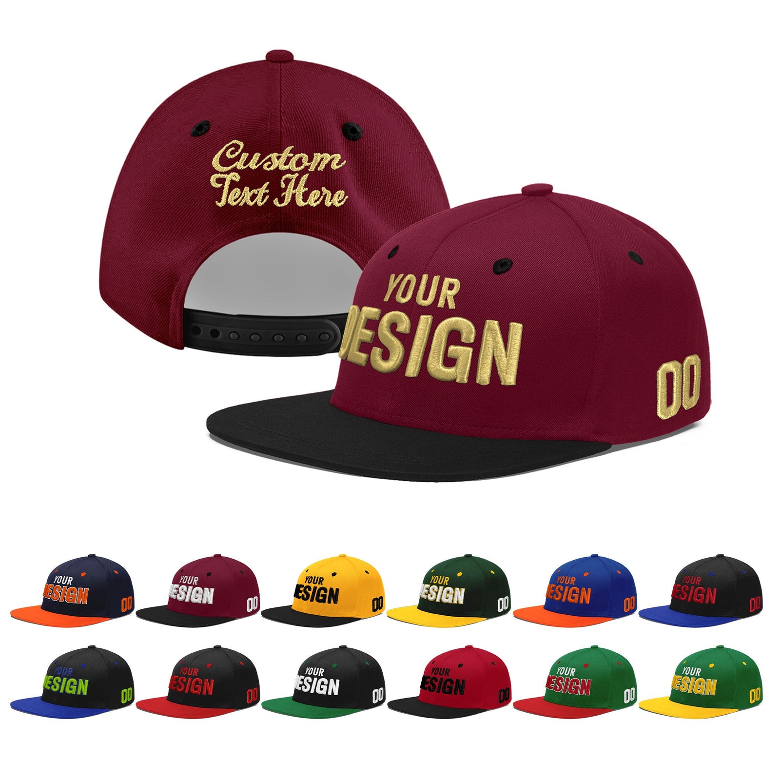 Custom Navy Orange 3D Puff Embroidery Flat Embroidery Casual Sport Baseball Cap