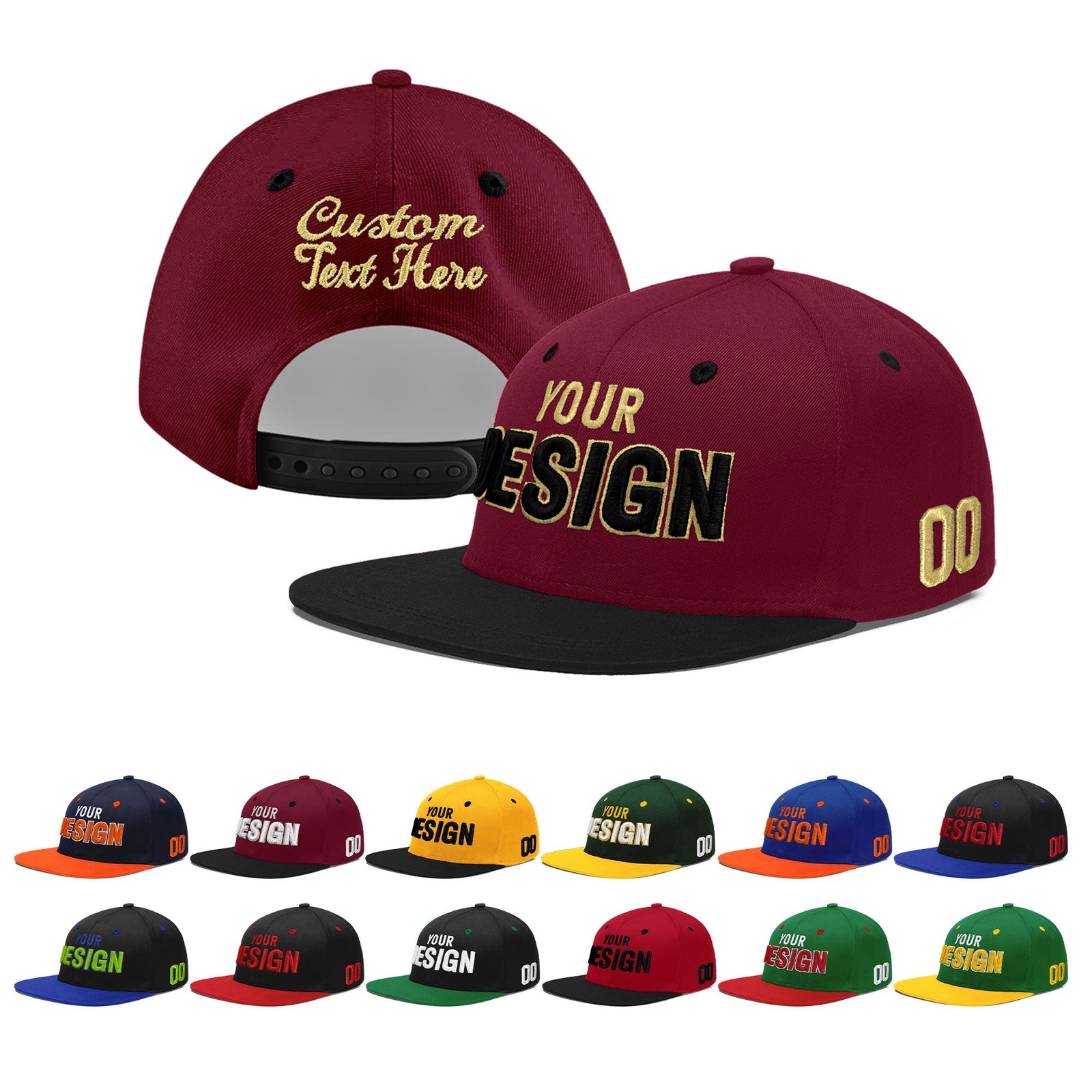 Custom Navy Orange 3D Puff Embroidery Flat Embroidery Casual Sport Baseball Cap