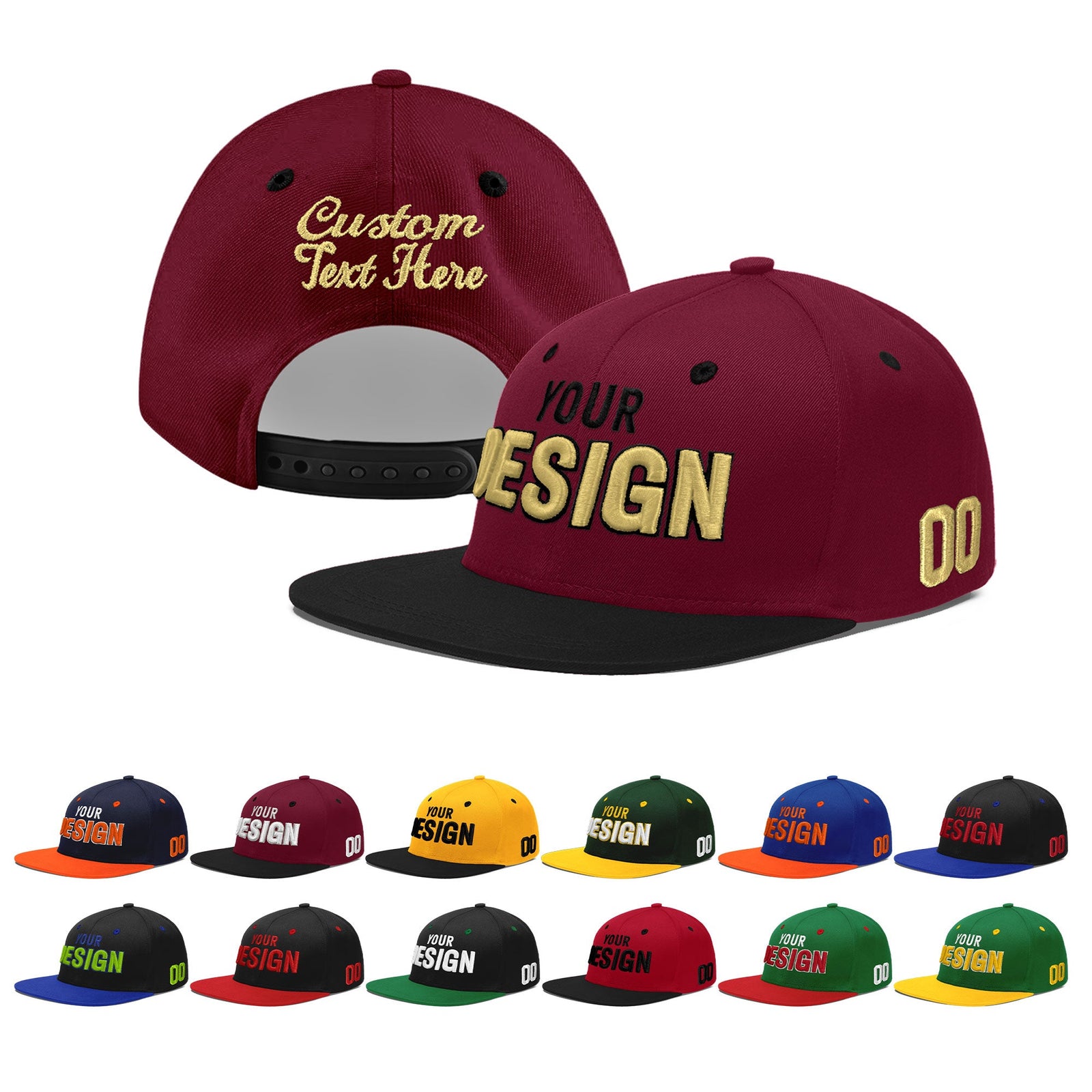Custom Navy Orange 3D Puff Embroidery Flat Embroidery Casual Sport Baseball Cap