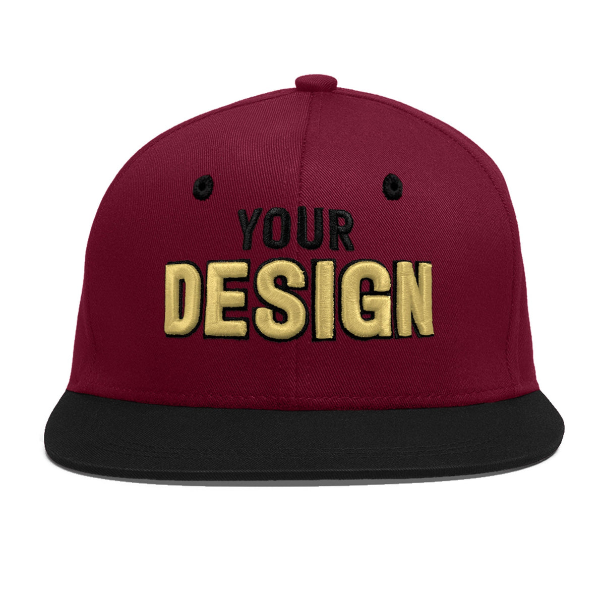 Custom Navy Orange 3D Puff Embroidery Flat Embroidery Casual Sport Baseball Cap