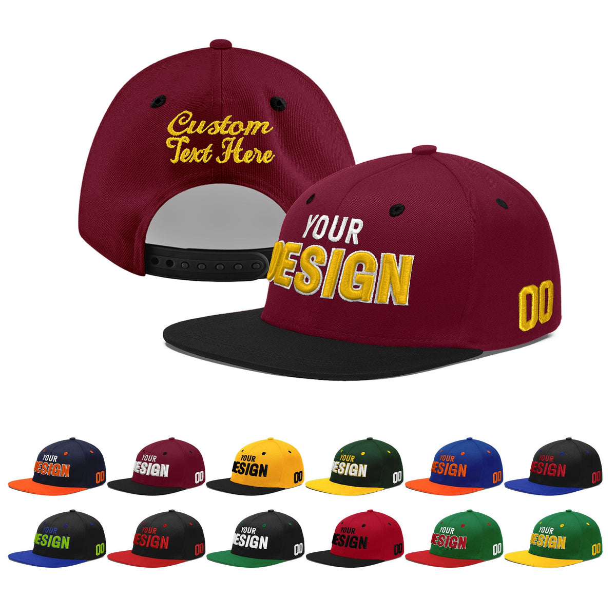 Custom Navy Orange 3D Puff Embroidery Flat Embroidery Casual Sport Baseball Cap