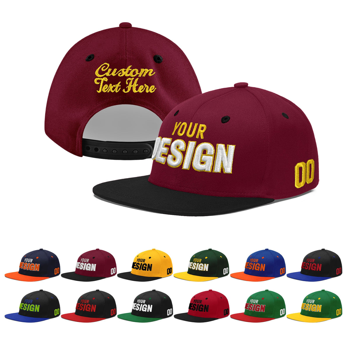 Custom Navy Orange 3D Puff Embroidery Flat Embroidery Casual Sport Baseball Cap