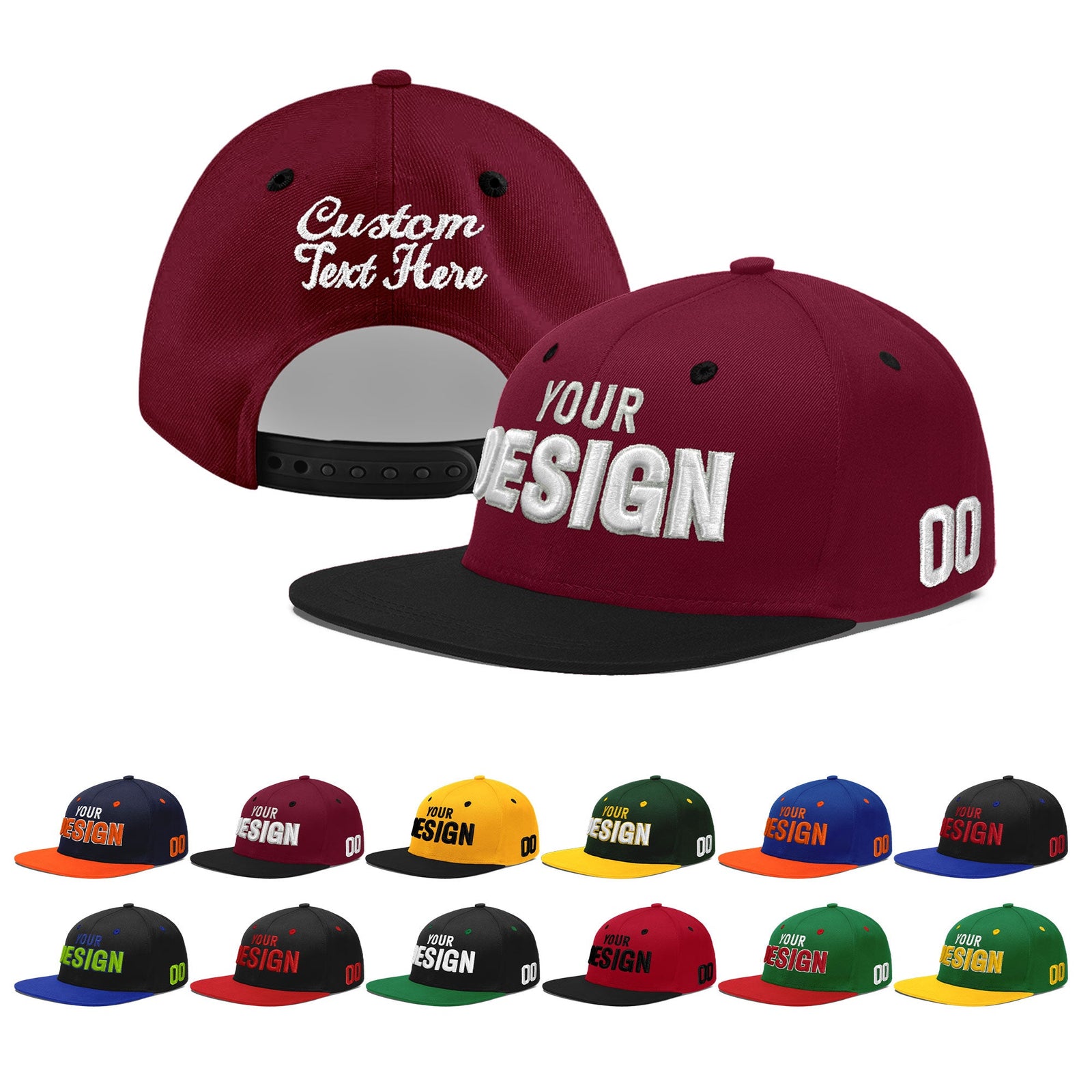 Custom Navy Orange 3D Puff Embroidery Flat Embroidery Casual Sport Baseball Cap