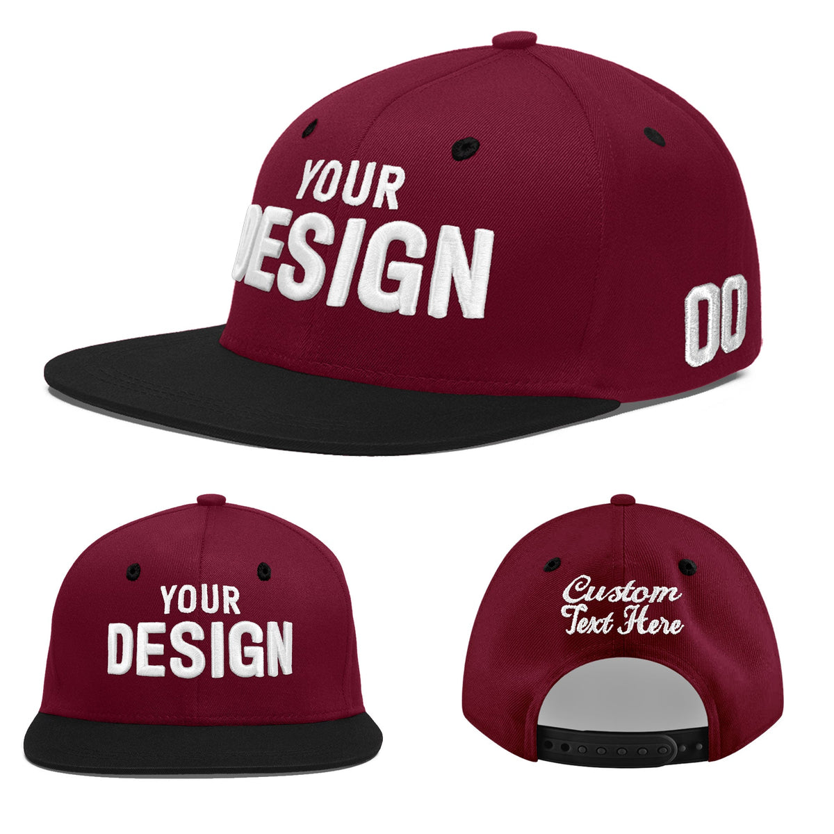Custom Navy Orange 3D Puff Embroidery Flat Embroidery Casual Sport Baseball Cap