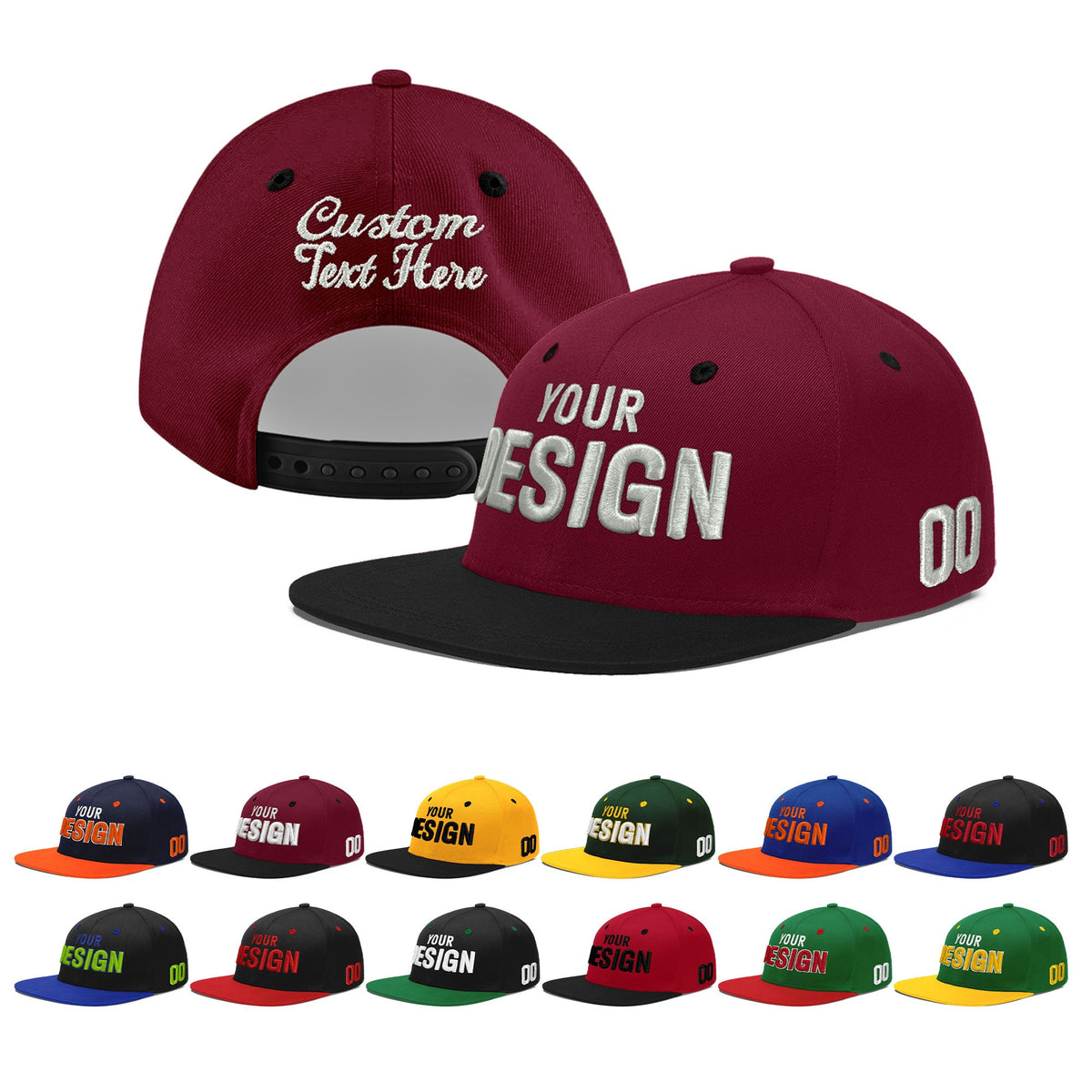 Custom Navy Orange 3D Puff Embroidery Flat Embroidery Casual Sport Baseball Cap