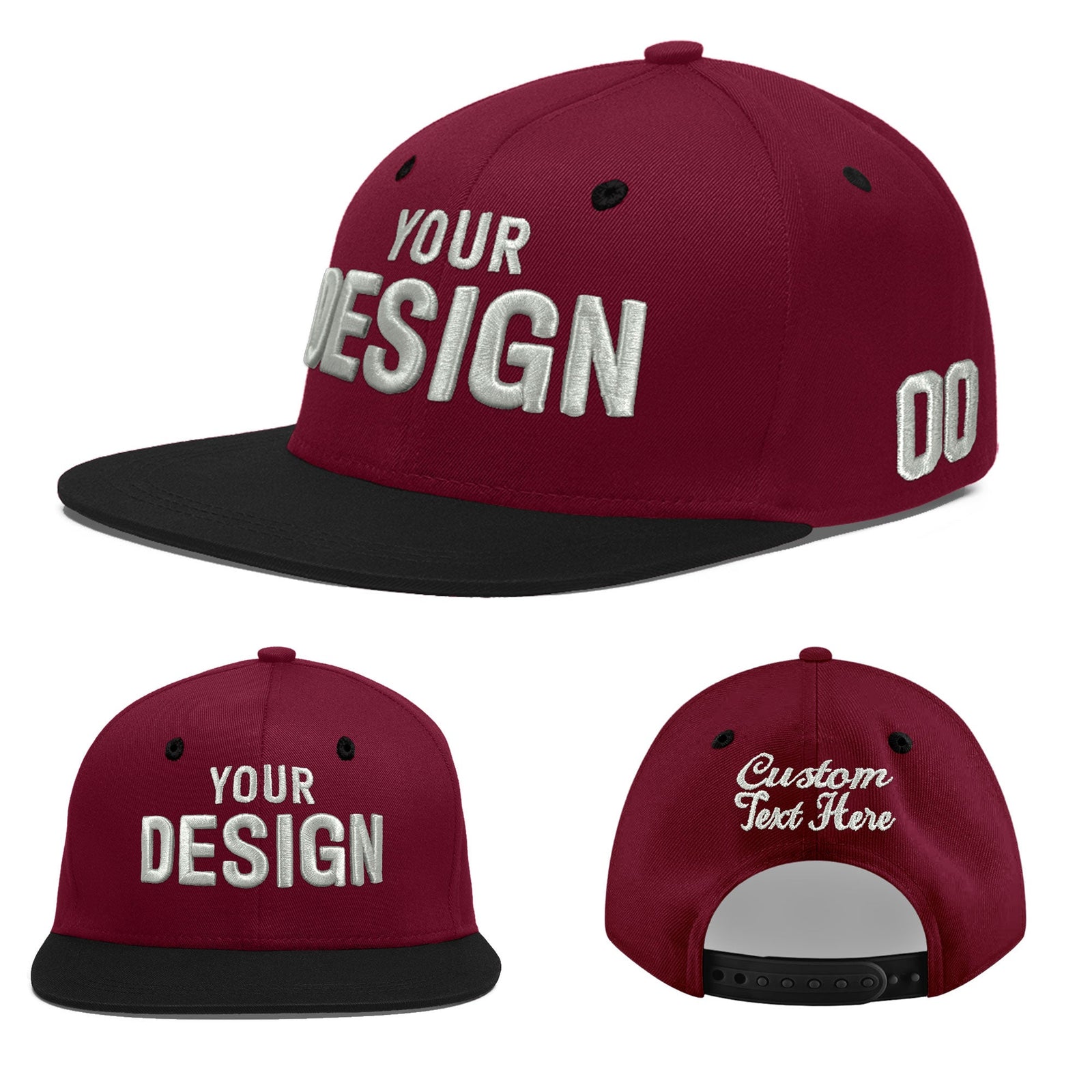 Custom Navy Orange 3D Puff Embroidery Flat Embroidery Casual Sport Baseball Cap