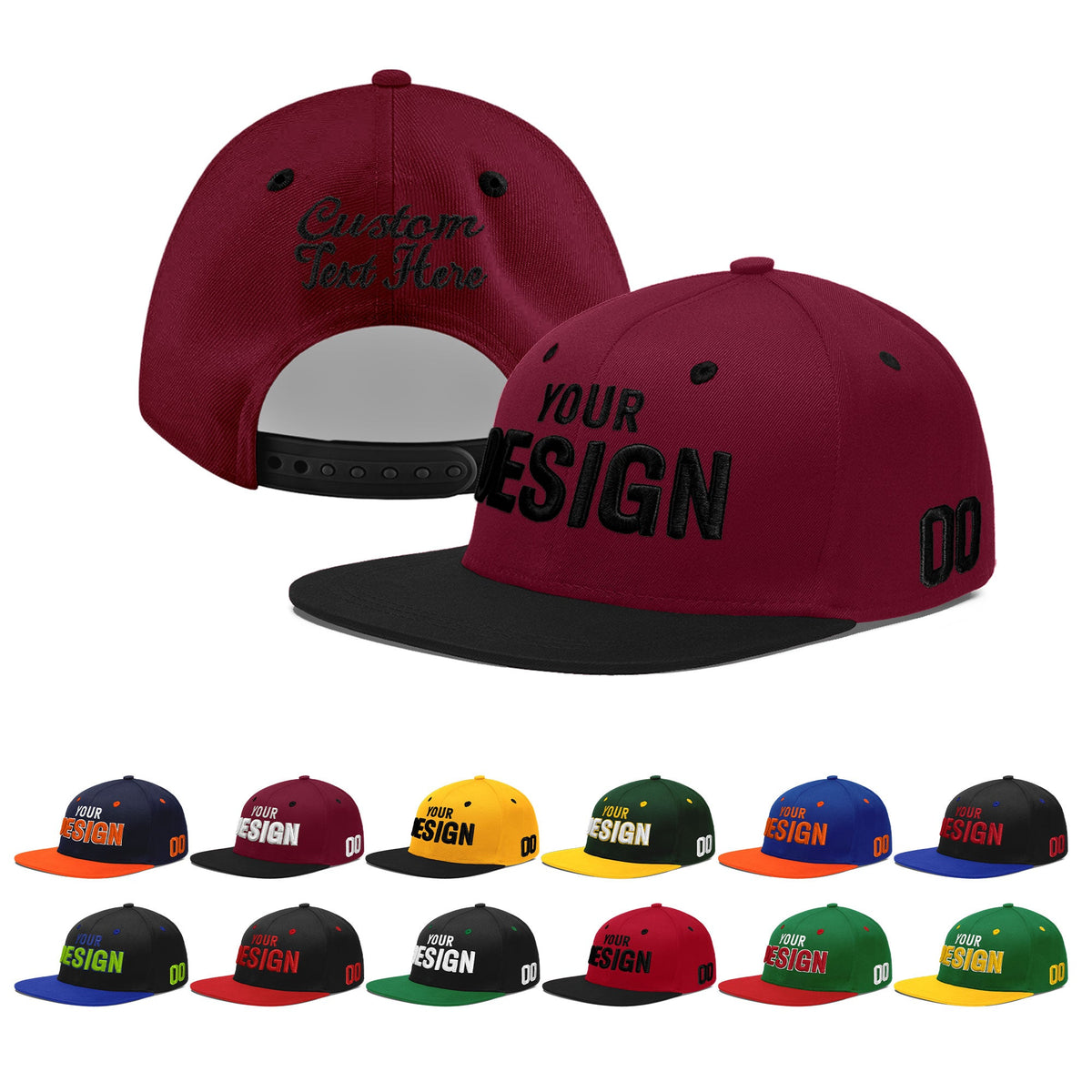 Custom Navy Orange 3D Puff Embroidery Flat Embroidery Casual Sport Baseball Cap