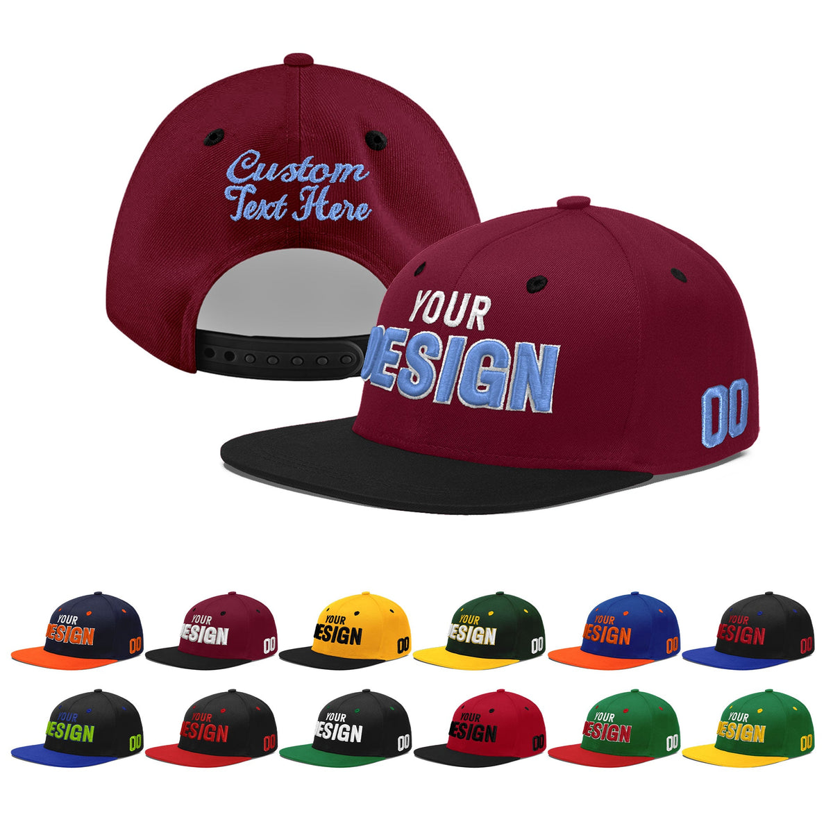 Custom Navy Orange 3D Puff Embroidery Flat Embroidery Casual Sport Baseball Cap