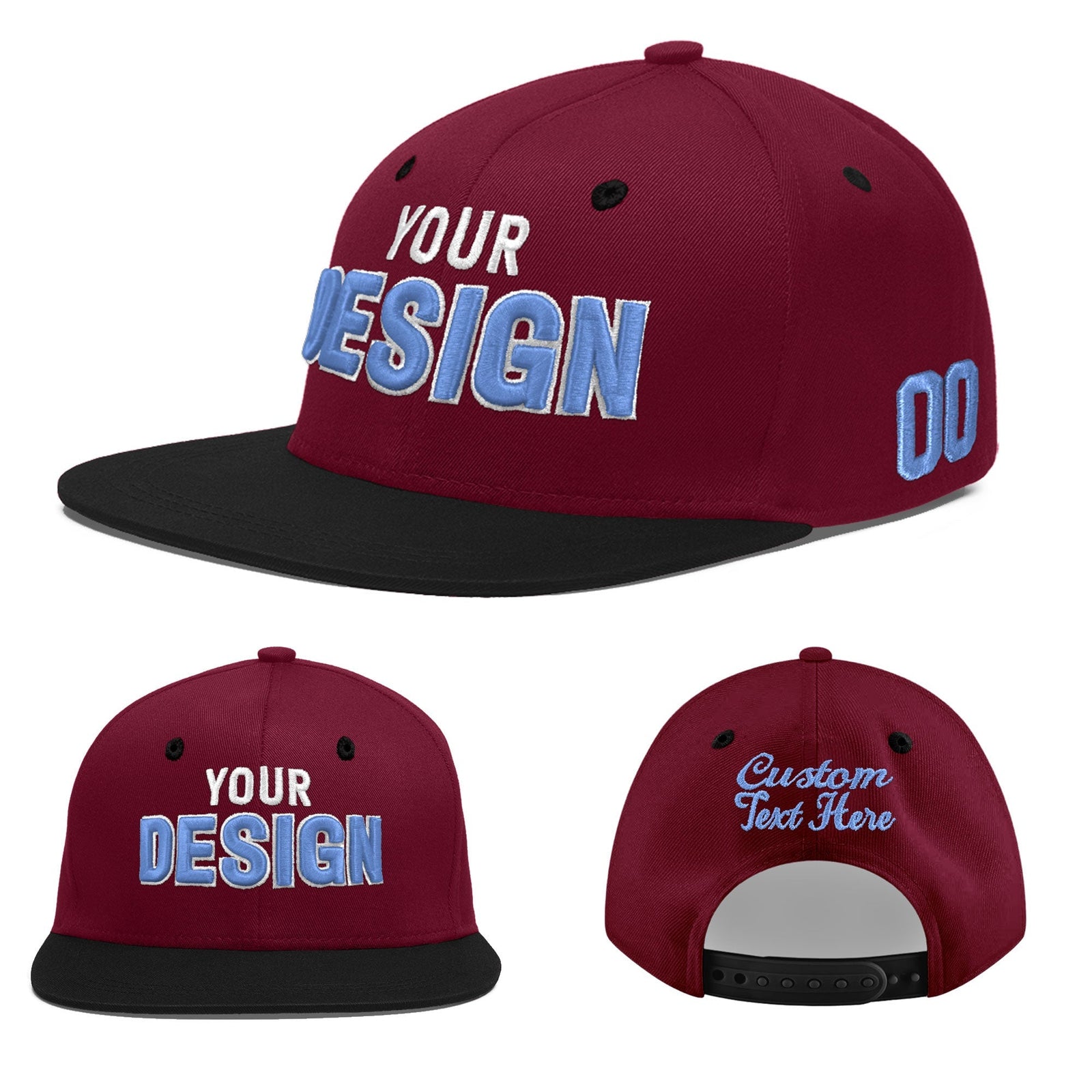 Custom Navy Orange 3D Puff Embroidery Flat Embroidery Casual Sport Baseball Cap
