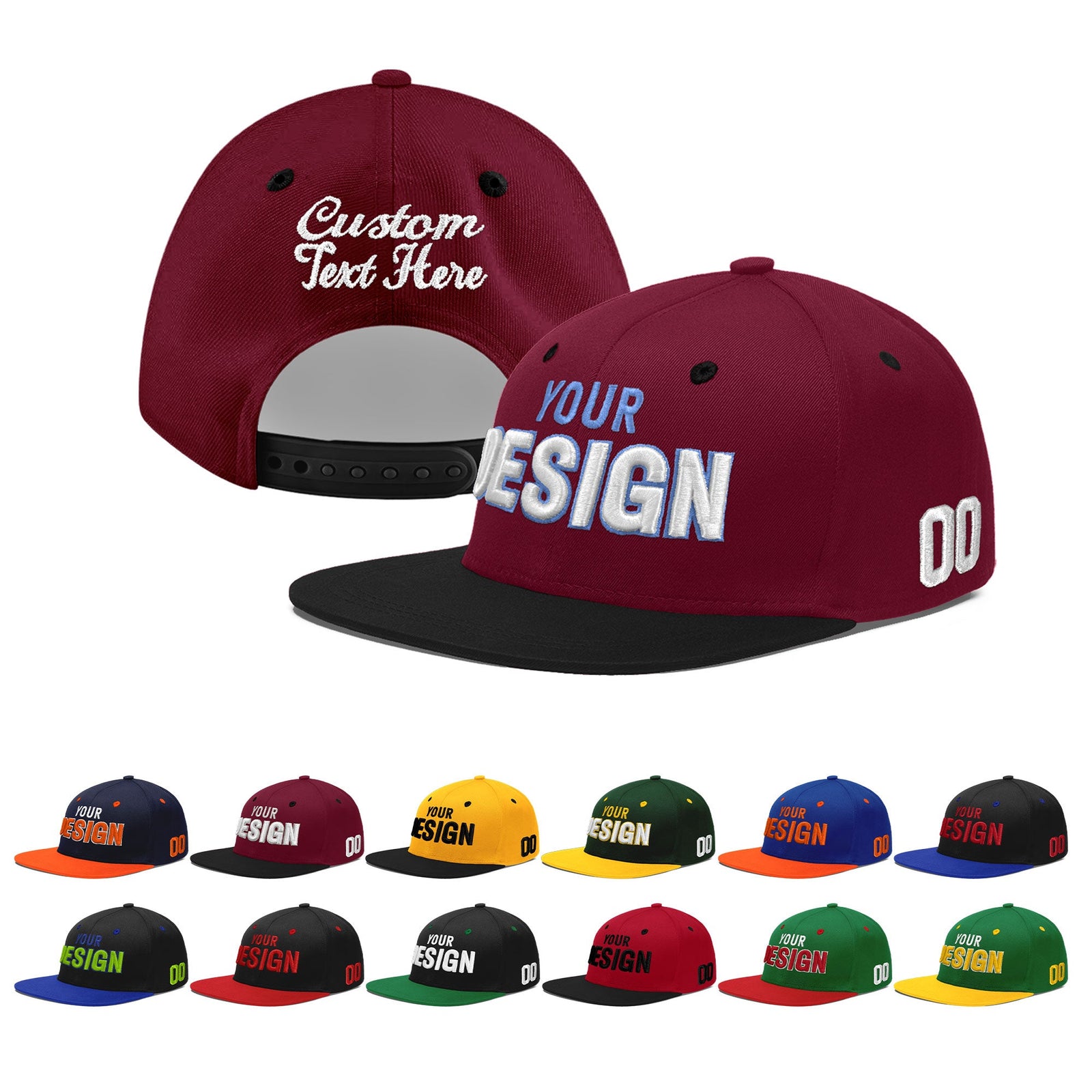 Custom Navy Orange 3D Puff Embroidery Flat Embroidery Casual Sport Baseball Cap
