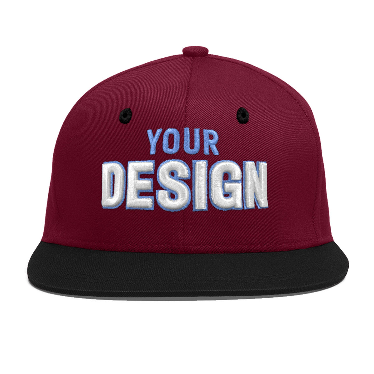 Custom Navy Orange 3D Puff Embroidery Flat Embroidery Casual Sport Baseball Cap