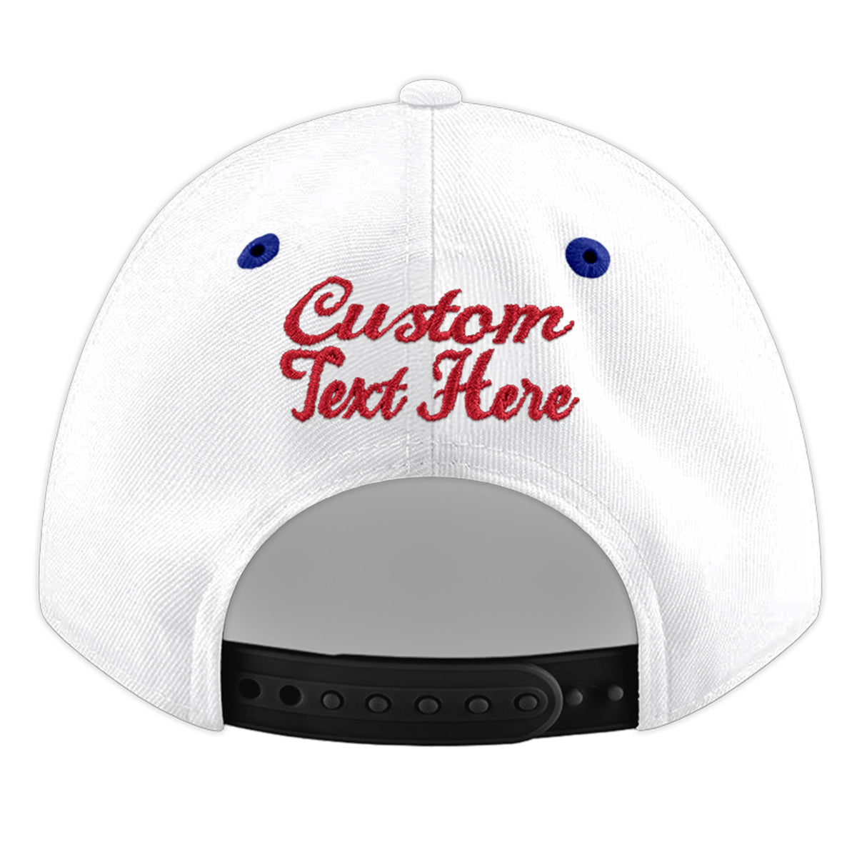 Custom White Royal Blue 55D Puff Embroidery Flat Embroidery Casual Sport Baseball Cap