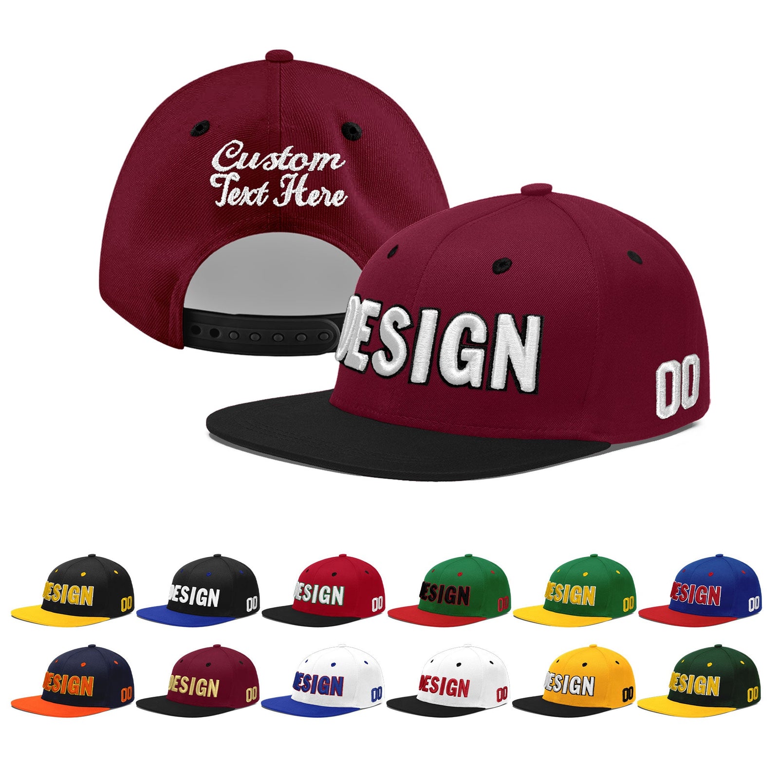 Custom Navy Orange 3D Puff Embroidery Flat Embroidery Casual Sport Baseball Cap