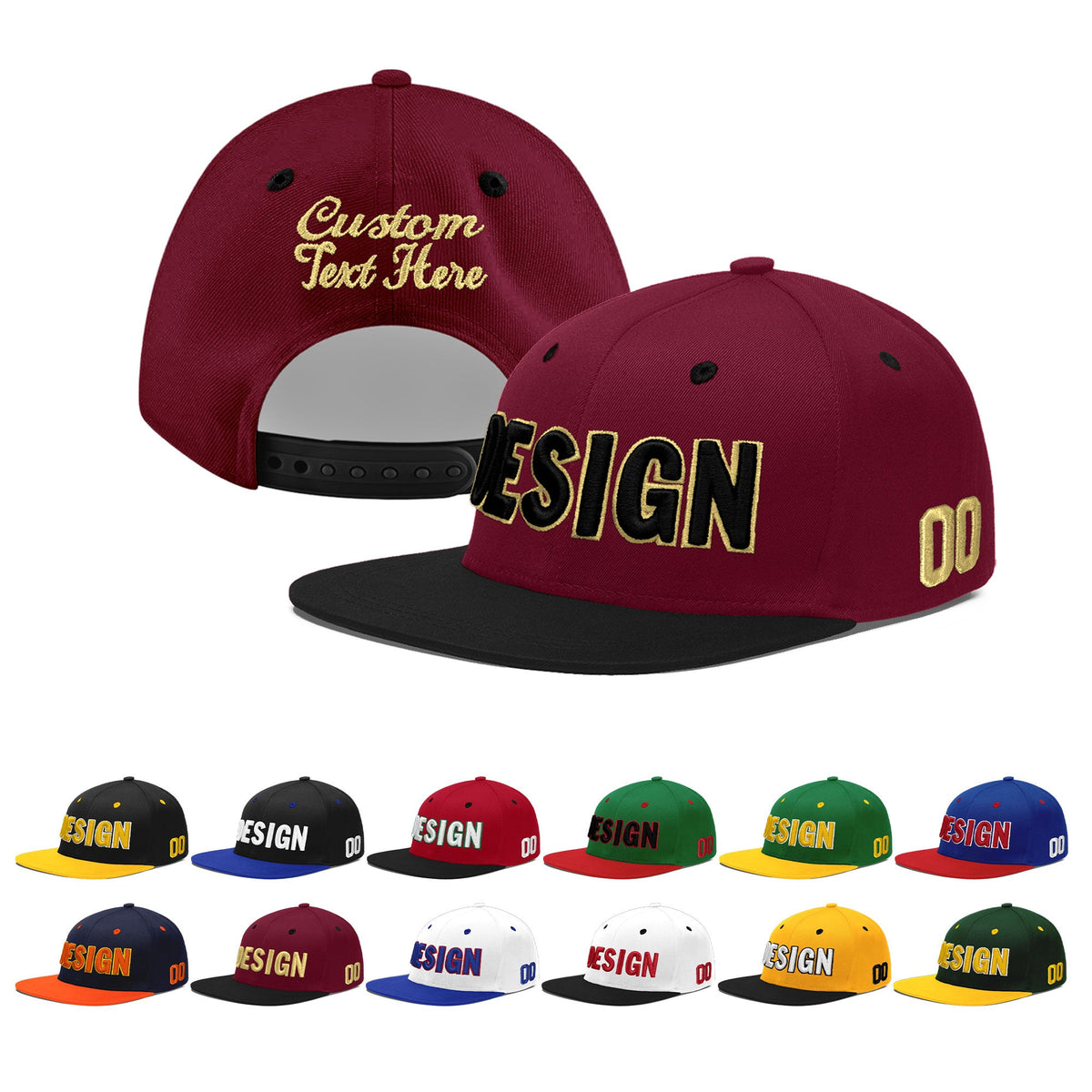 Custom Navy Orange 3D Puff Embroidery Flat Embroidery Casual Sport Baseball Cap