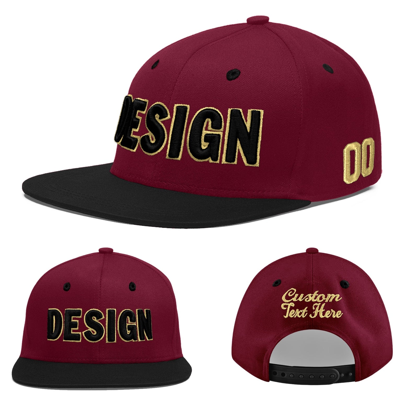Custom Navy Orange 3D Puff Embroidery Flat Embroidery Casual Sport Baseball Cap