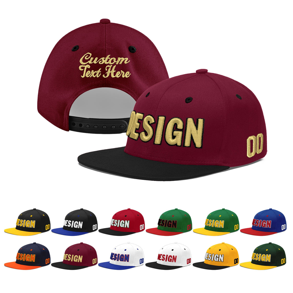 Custom Navy Orange 3D Puff Embroidery Flat Embroidery Casual Sport Baseball Cap