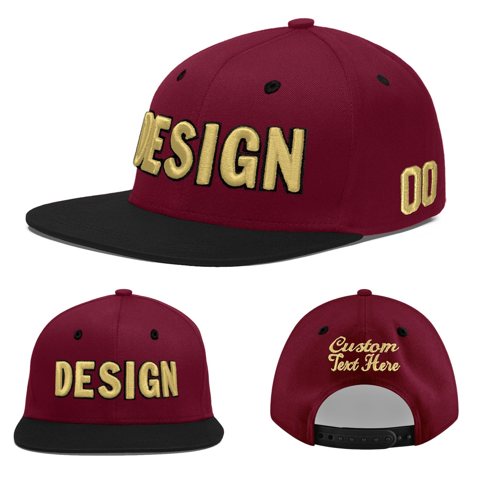 Custom Navy Orange 3D Puff Embroidery Flat Embroidery Casual Sport Baseball Cap