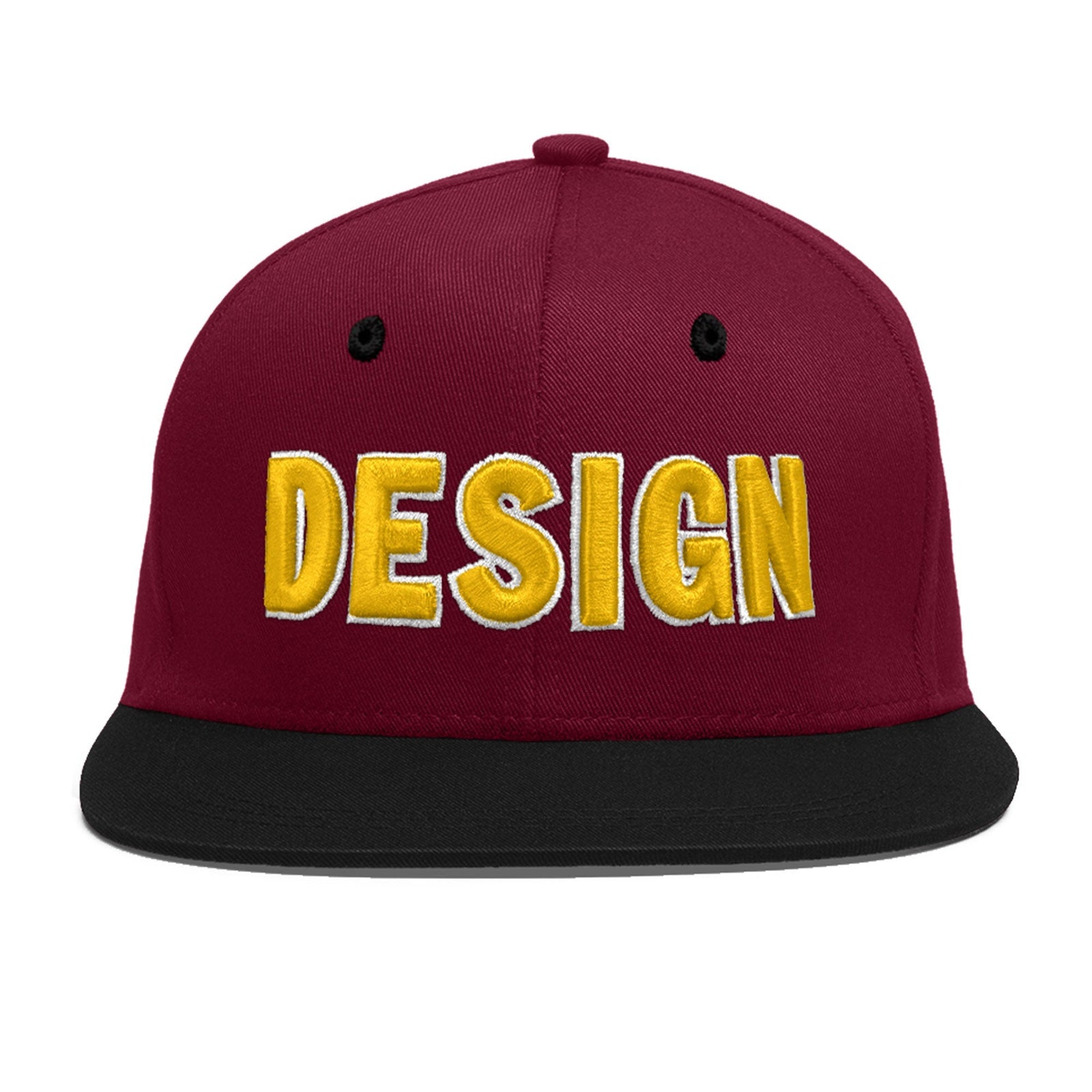 Custom Navy Orange 3D Puff Embroidery Flat Embroidery Casual Sport Baseball Cap