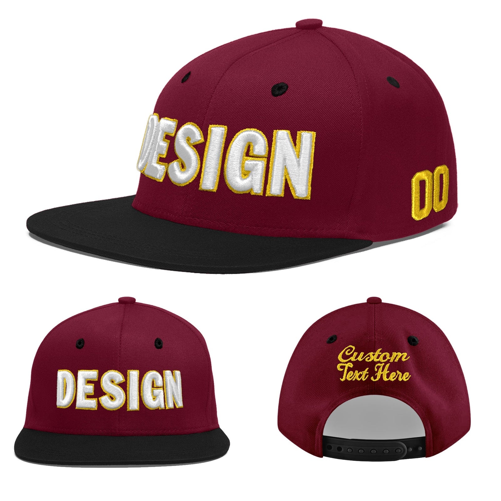 Custom Navy Orange 3D Puff Embroidery Flat Embroidery Casual Sport Baseball Cap