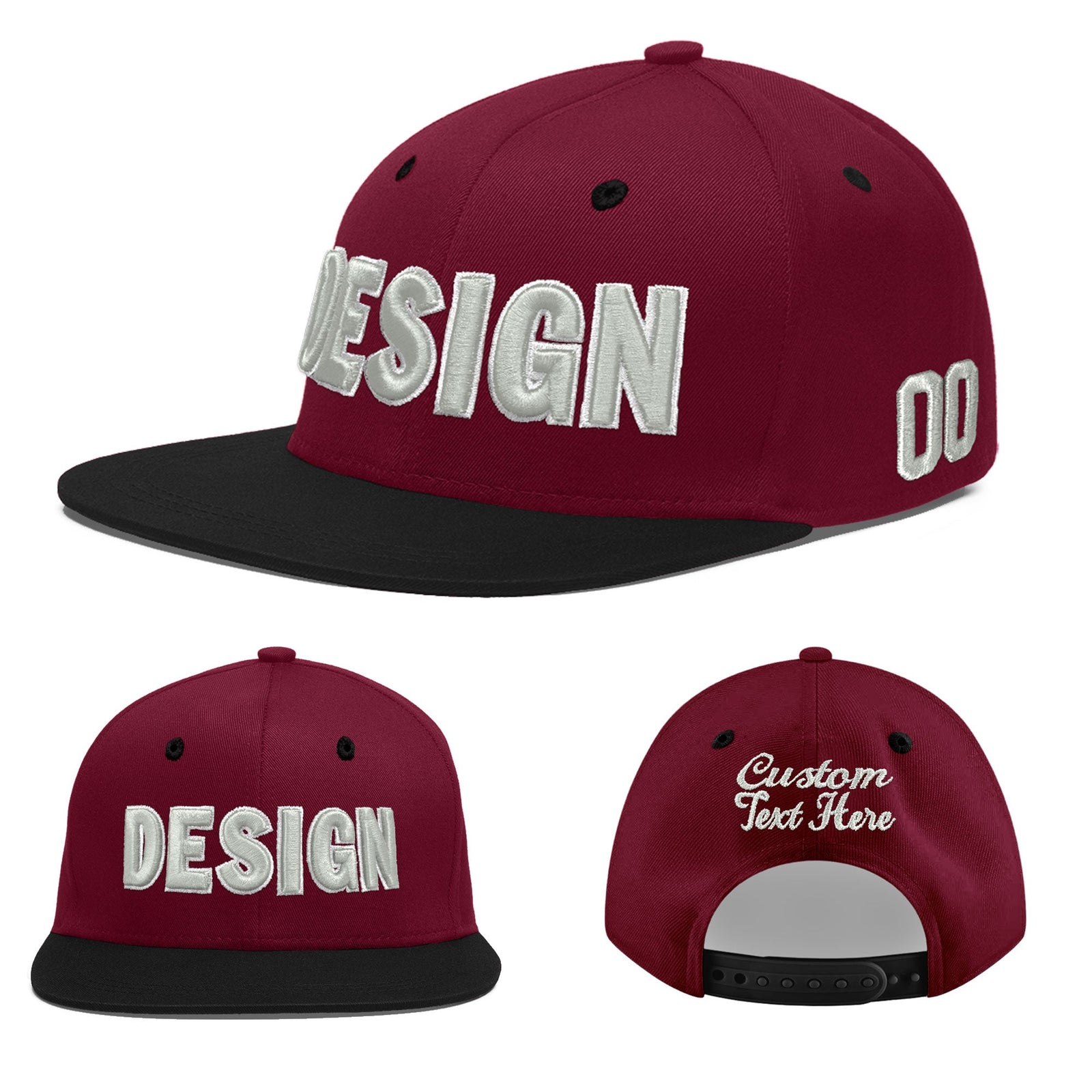 Custom Navy Orange 3D Puff Embroidery Flat Embroidery Casual Sport Baseball Cap