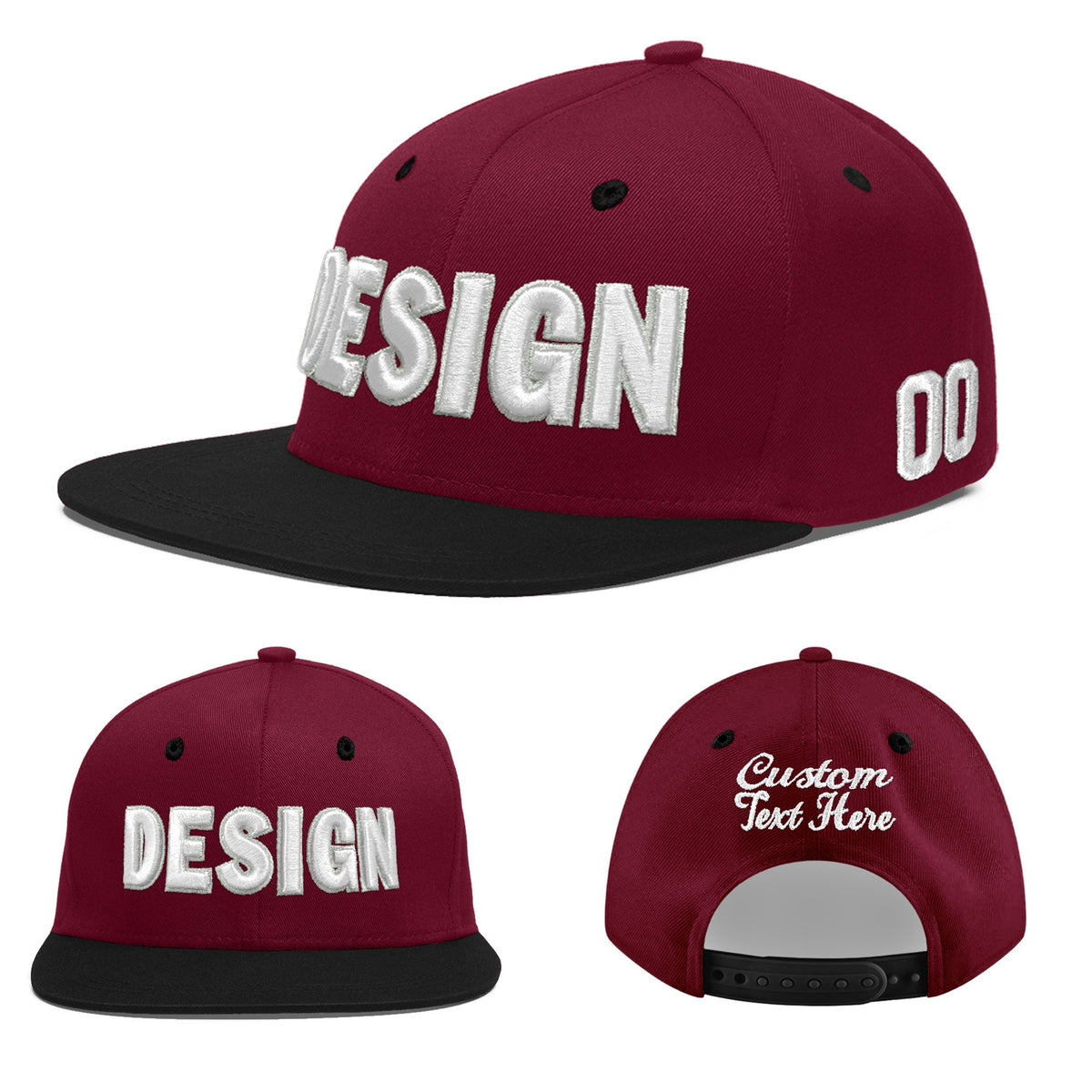 Custom Navy Orange 3D Puff Embroidery Flat Embroidery Casual Sport Baseball Cap